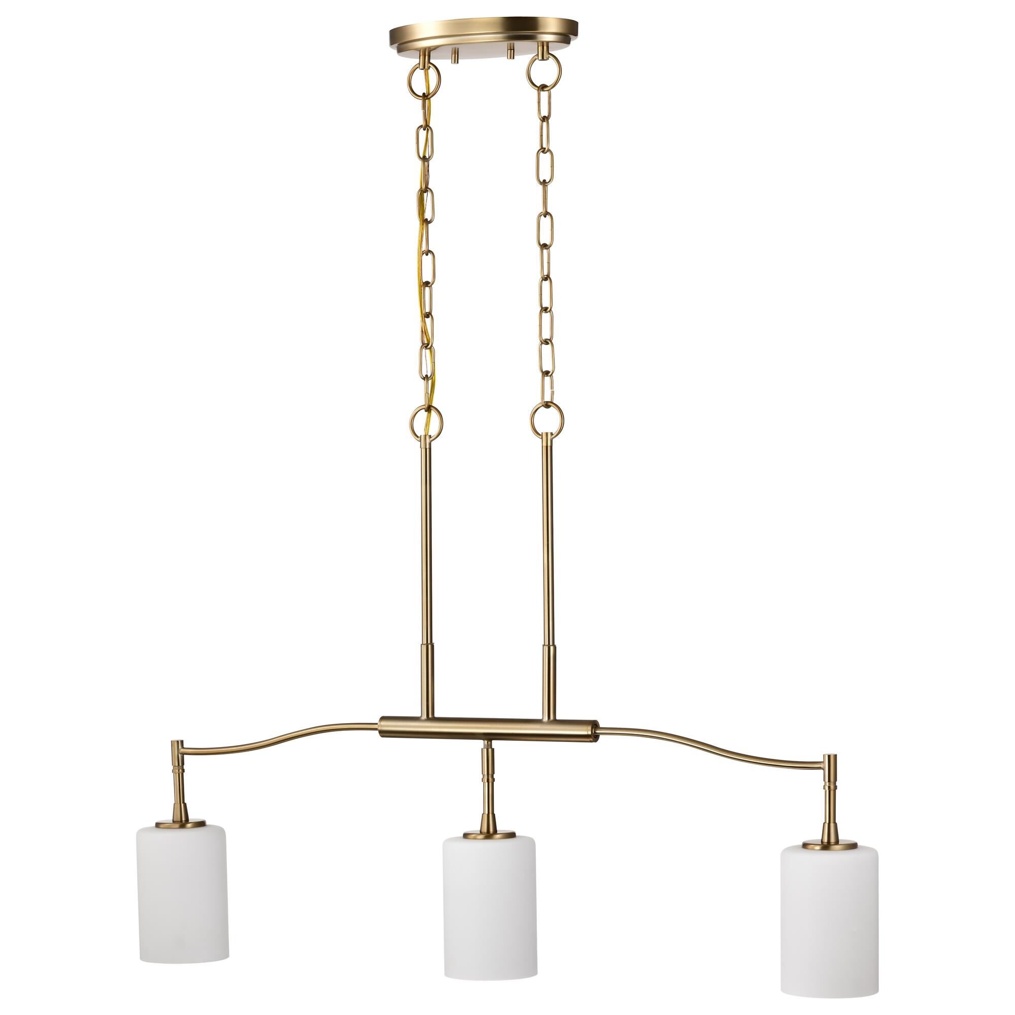 Shown in Burnished Brass finish and White Opal glass