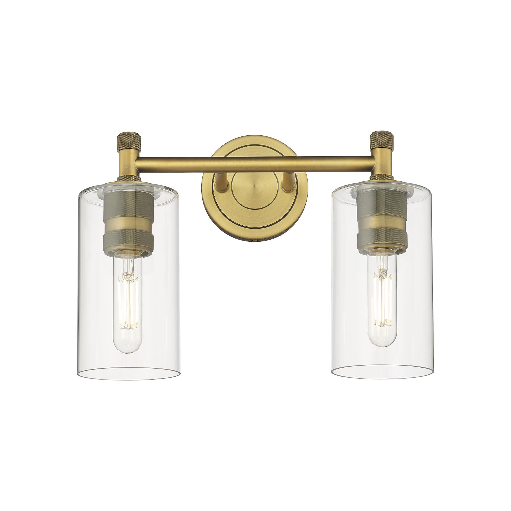 Shown in Brushed Brass finish and Clear glass and Clear Glass shade
