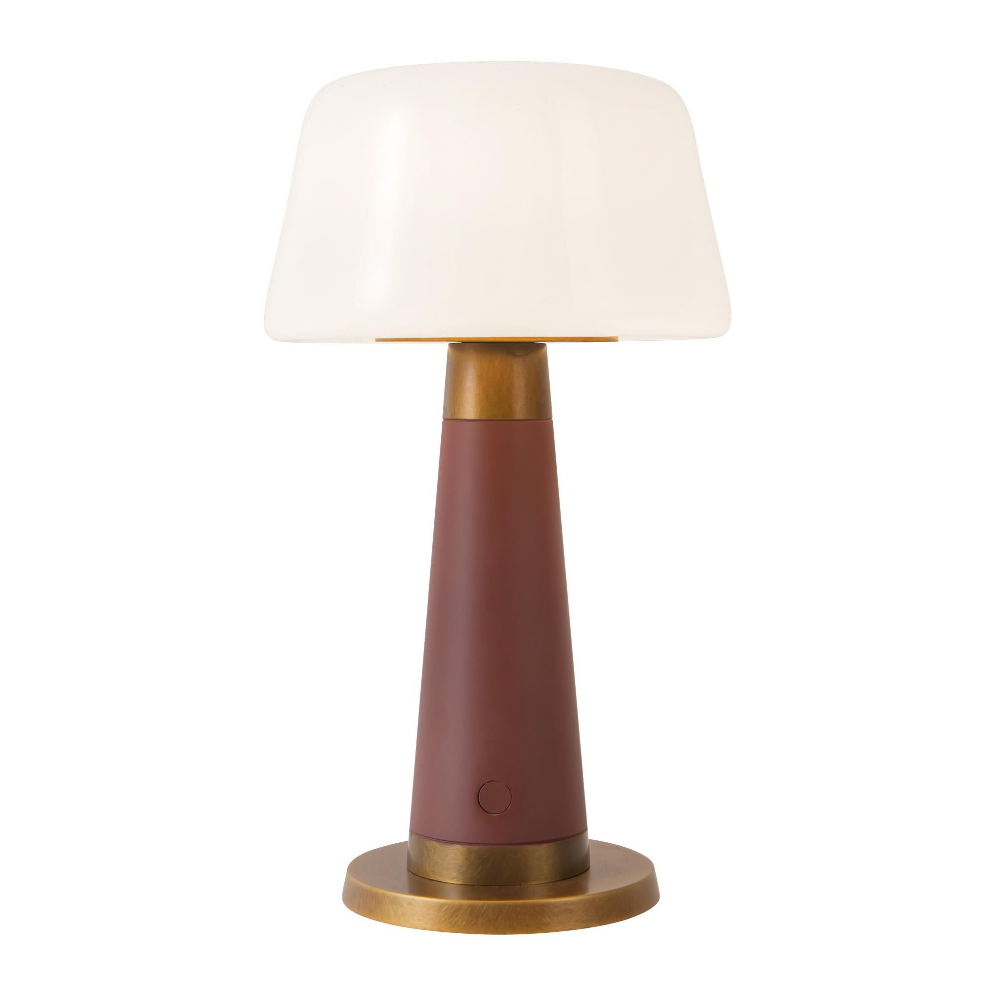 Shown in Burgundy finish and Opal glass