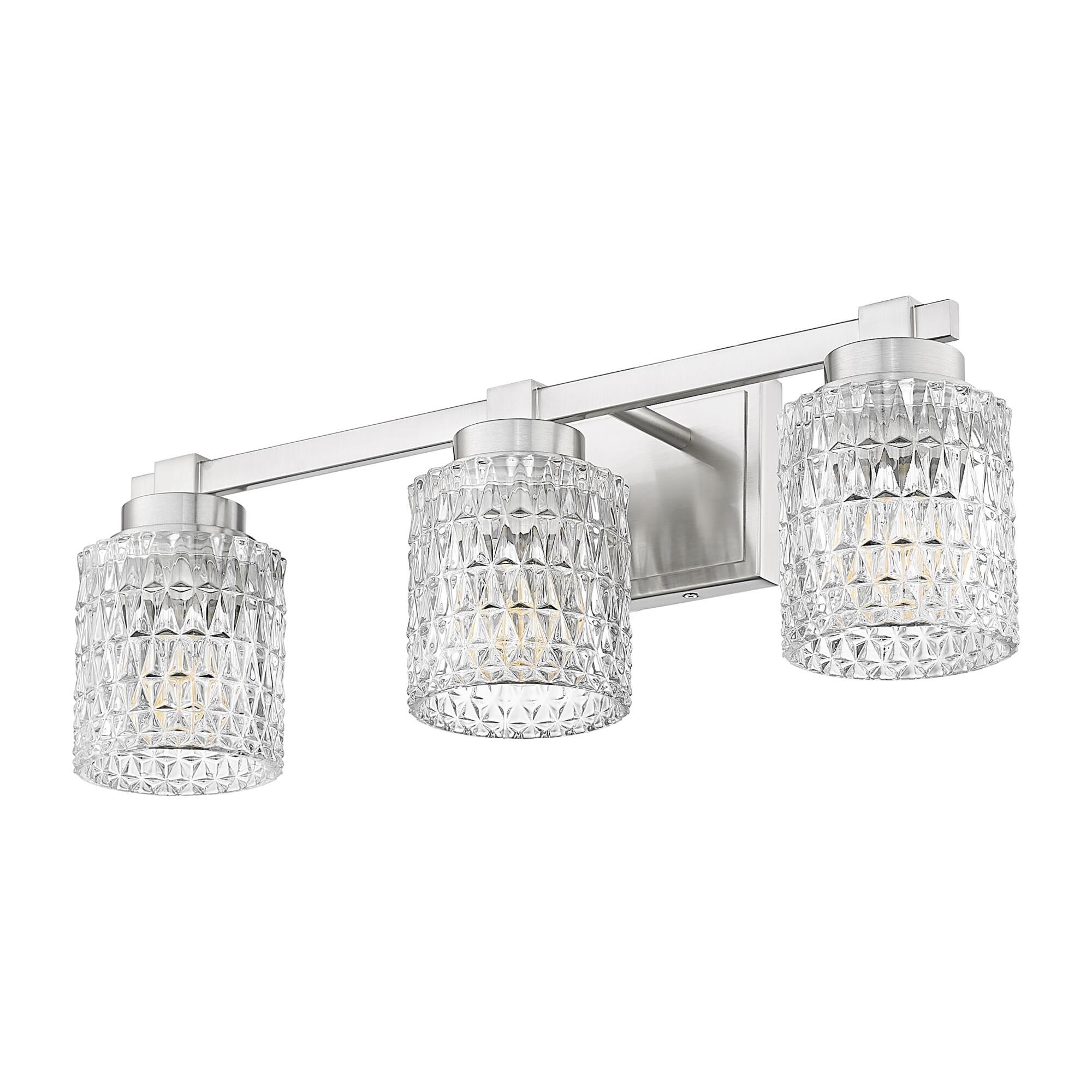 Shown in Brushed Nickel finish and Clear Diamond glass