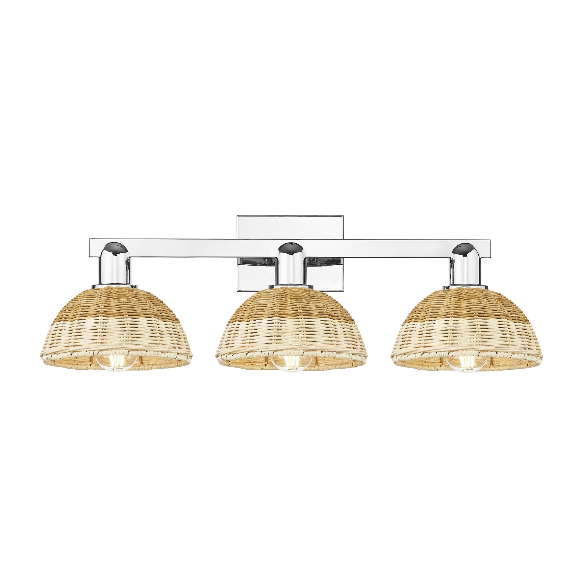 Shown in Polished Chrome finish and Natural Fiber shade