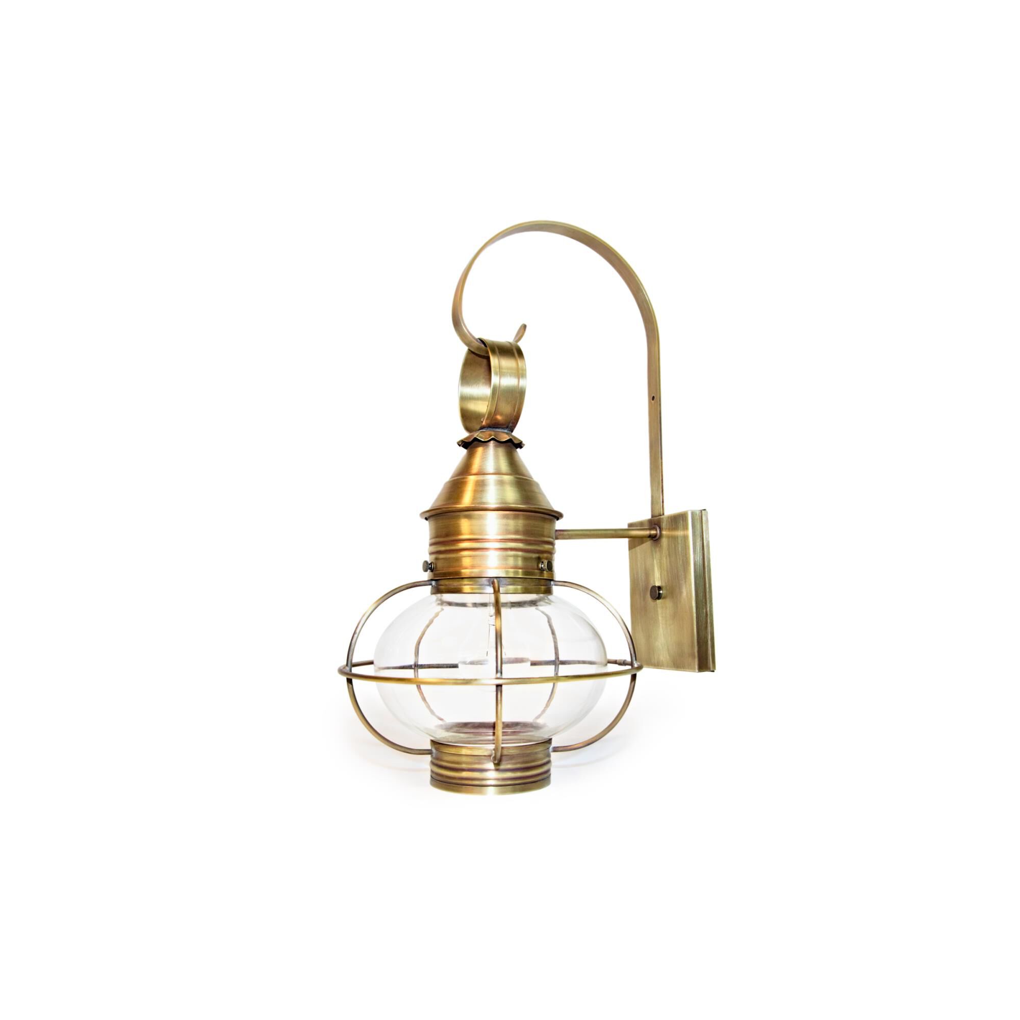 Shown in Antique Brass finish and Clear glass