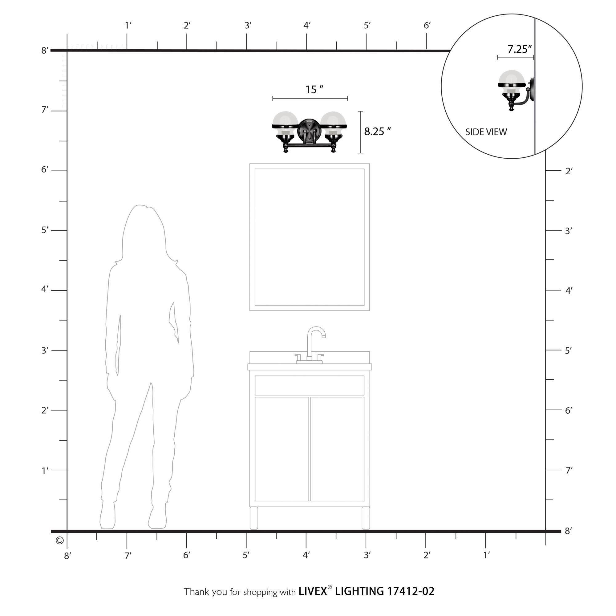 Oldwick 15 Inch 2 Light Bath Vanity Light by Livex Lighting