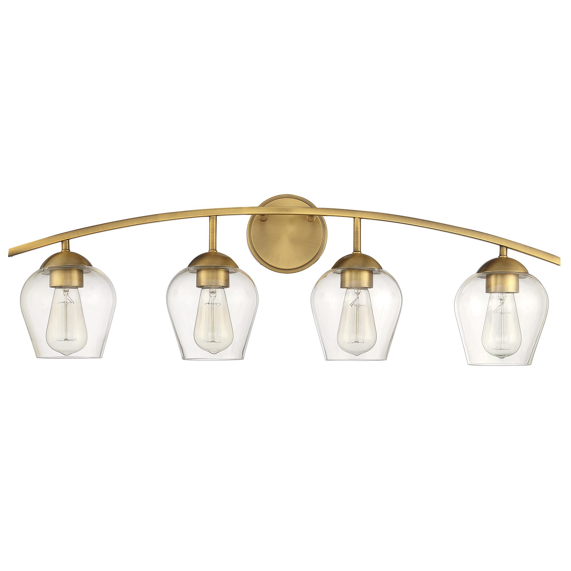 Shown in Natural Brass finish and Clear glass