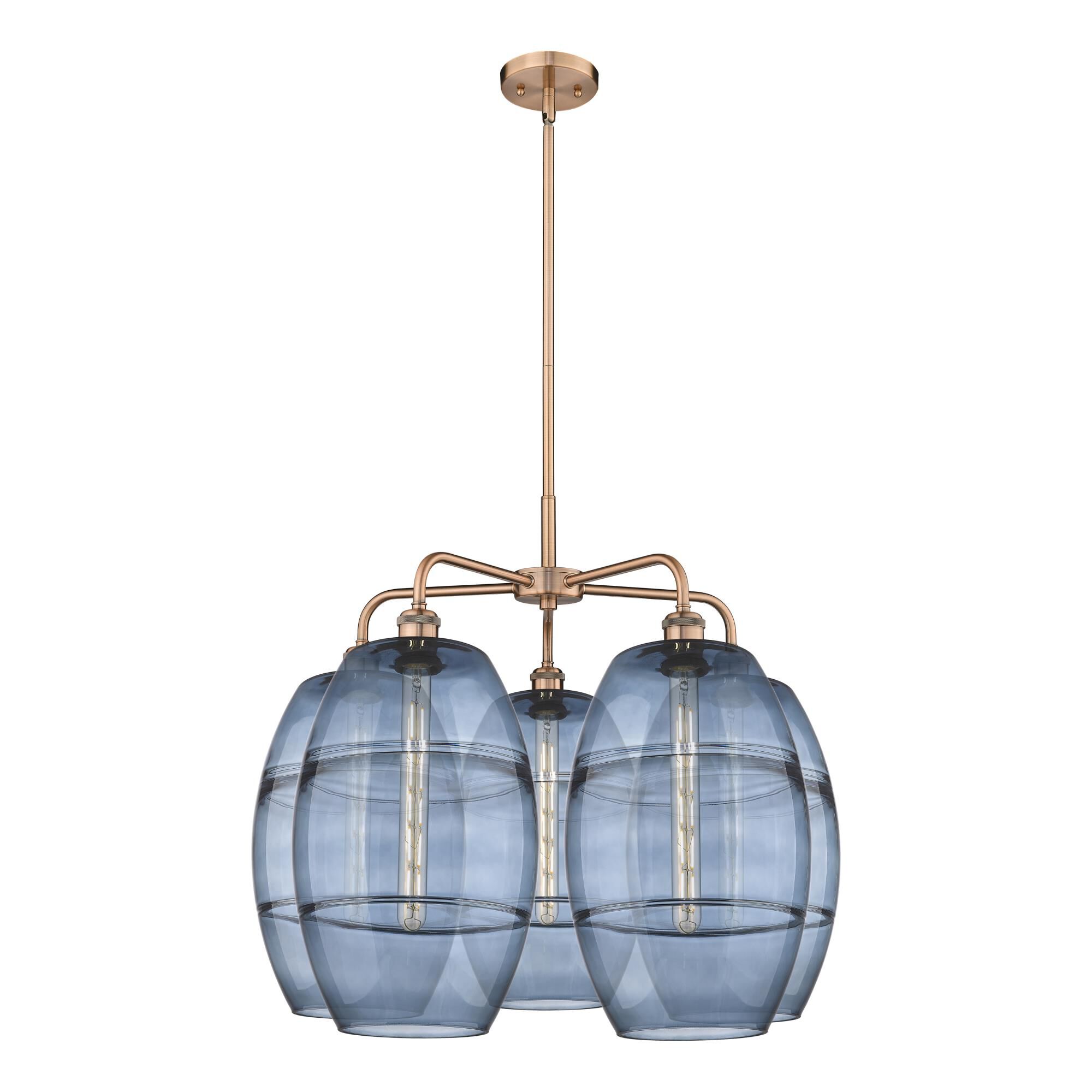 Shown in Antique Copper finish and Princess Blue glass