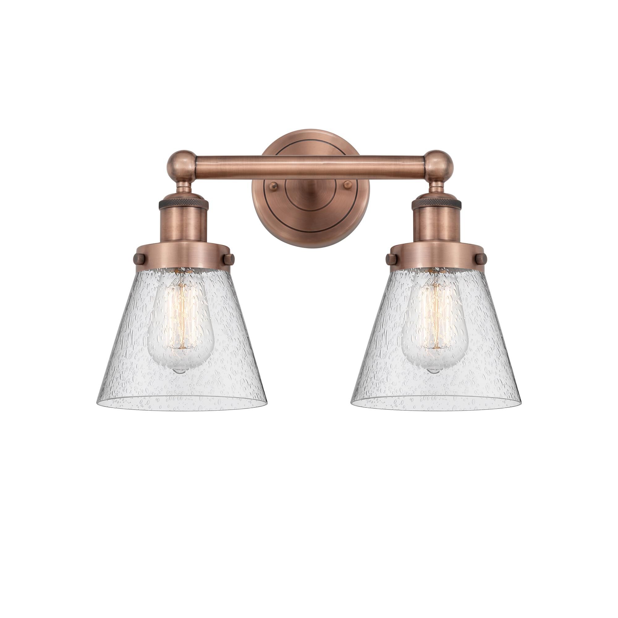 Shown in Antique Copper finish and Seedy glass