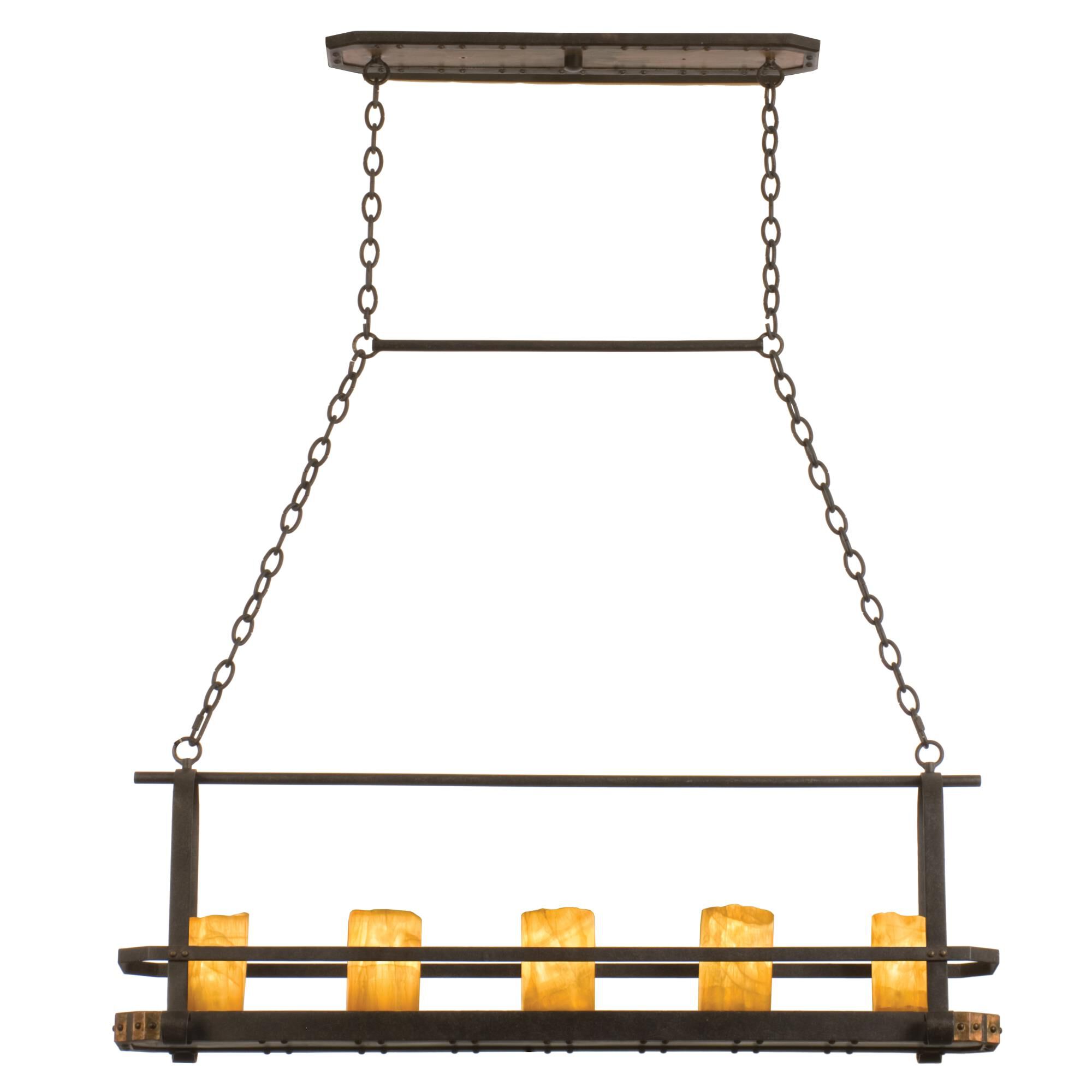 Shown in Natural Iron finish and Genuine Calcite glass