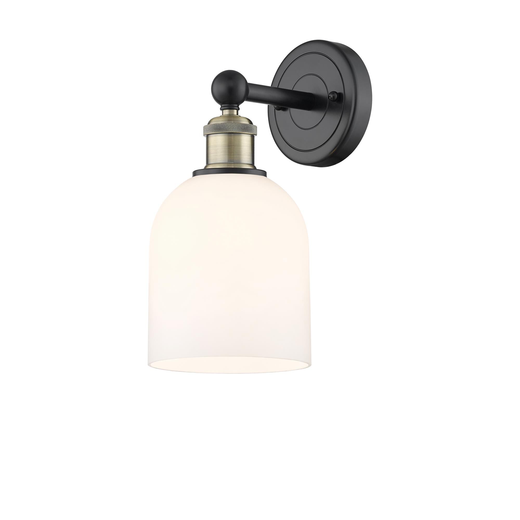 Shown in Black Antique Brass finish and Glossy White glass