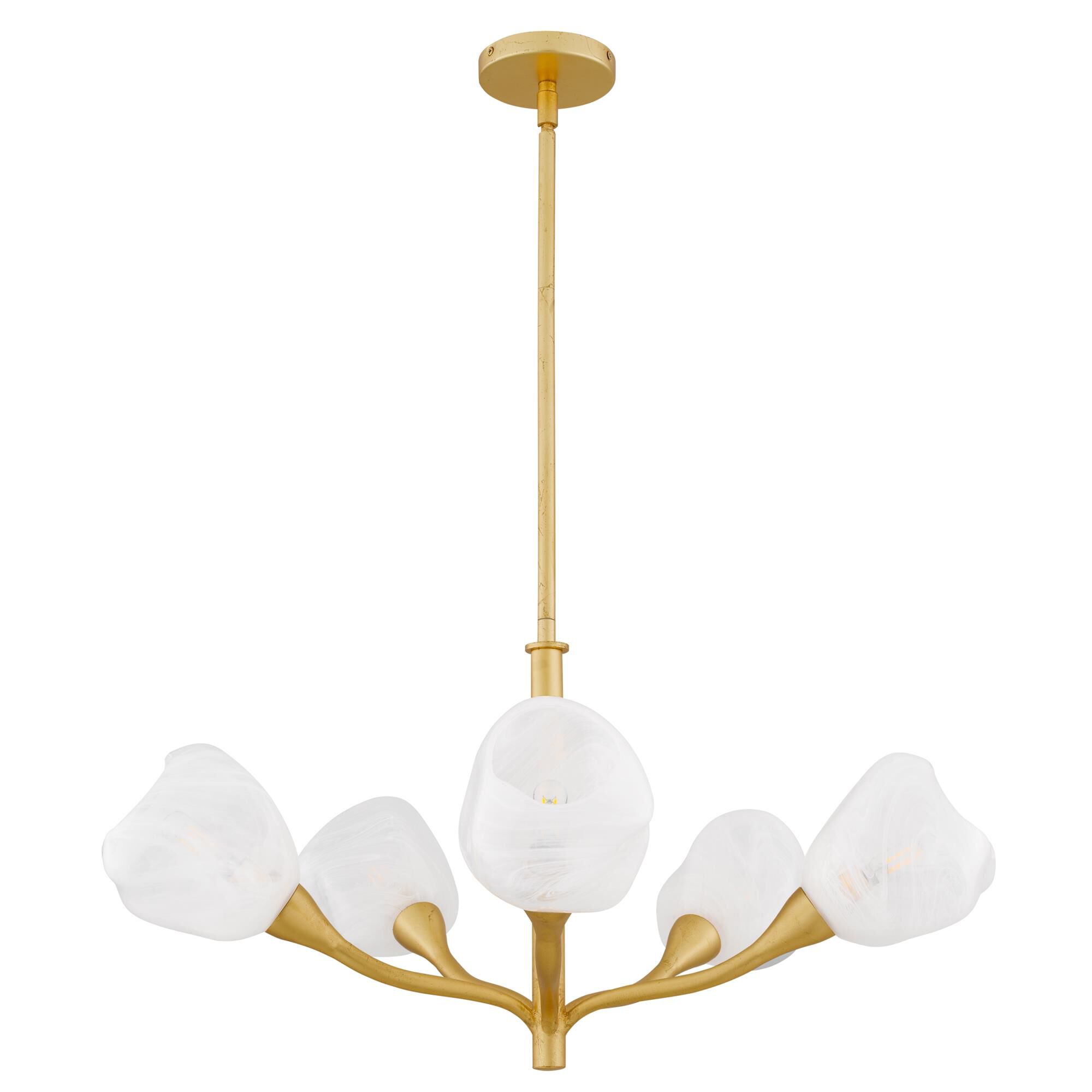 Shown in Gold Leaf finish and Clear Alabaster Glass shade
