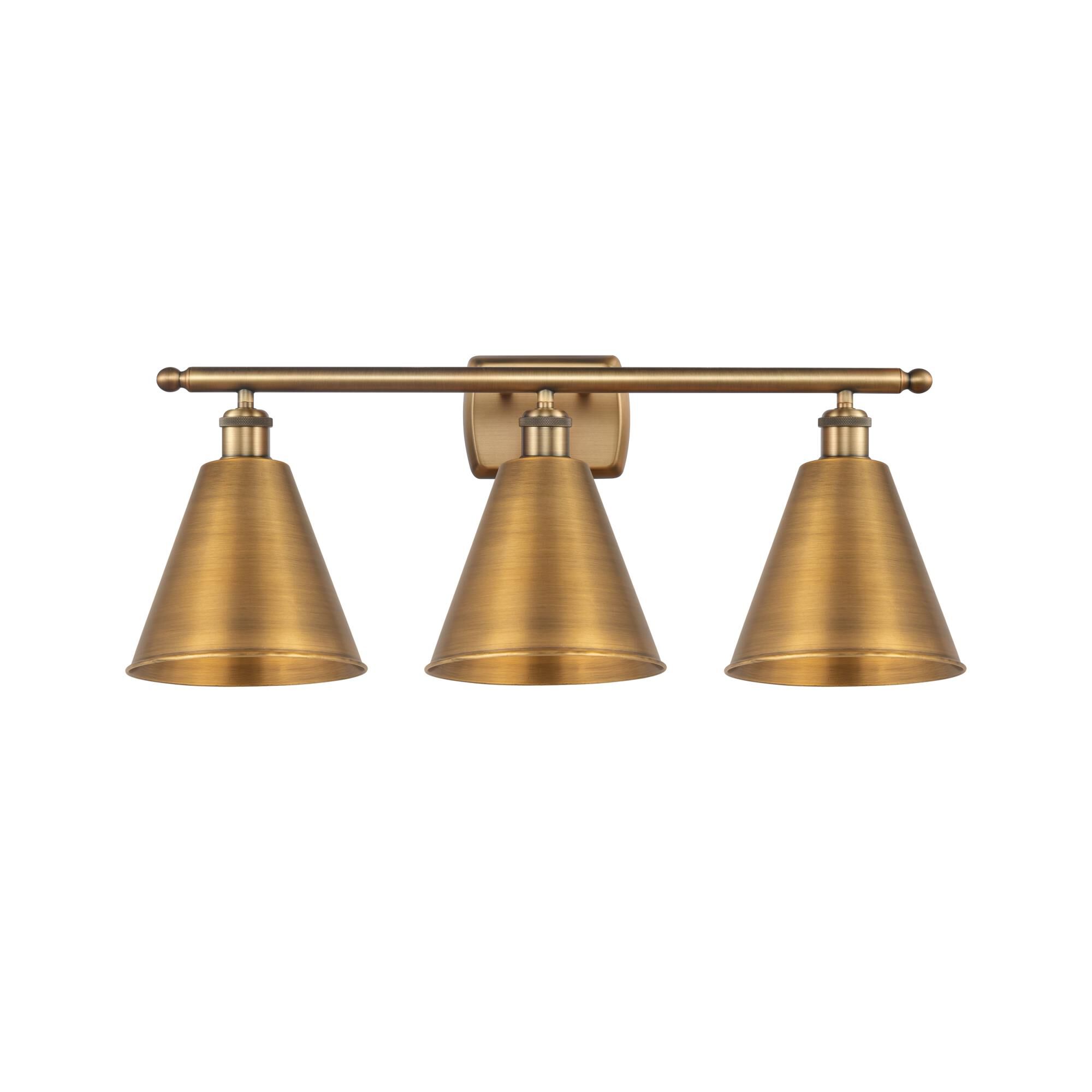Shown in Brushed Brass finish and Brushed Brass Ballston Cone shade