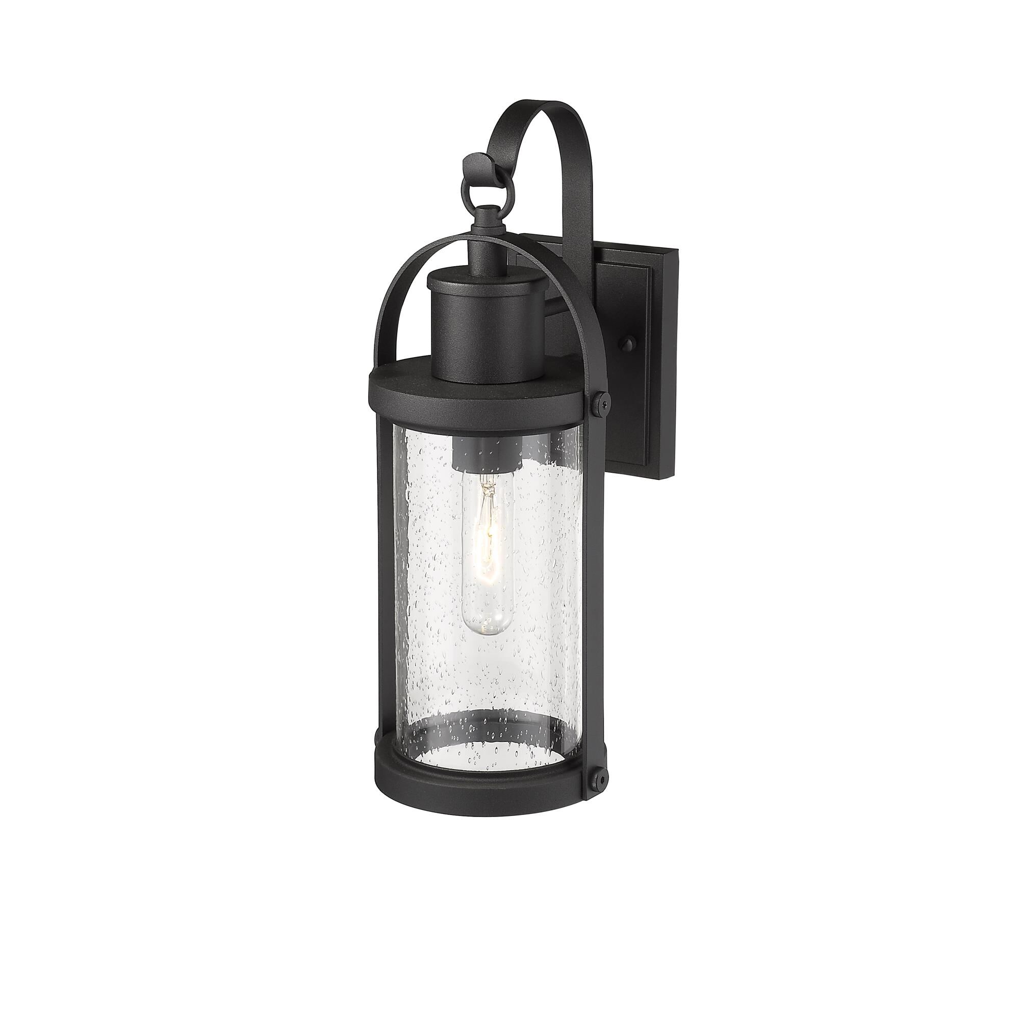 Shown in Black finish and Glass shade