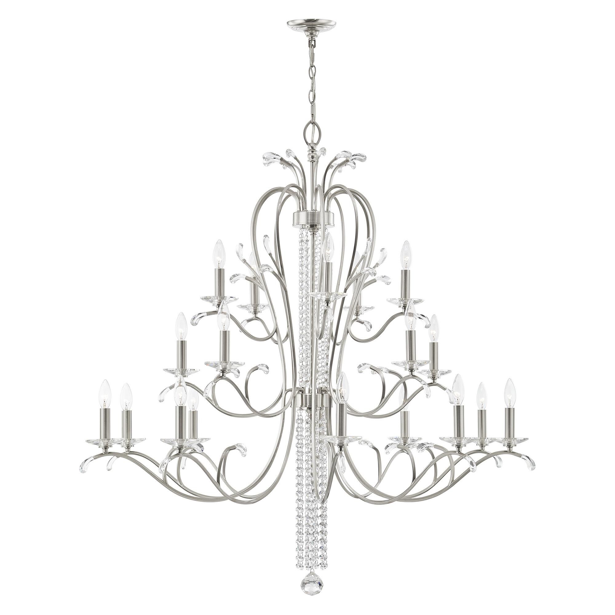 Shown in Brushed Nickel finish and Clear crystal