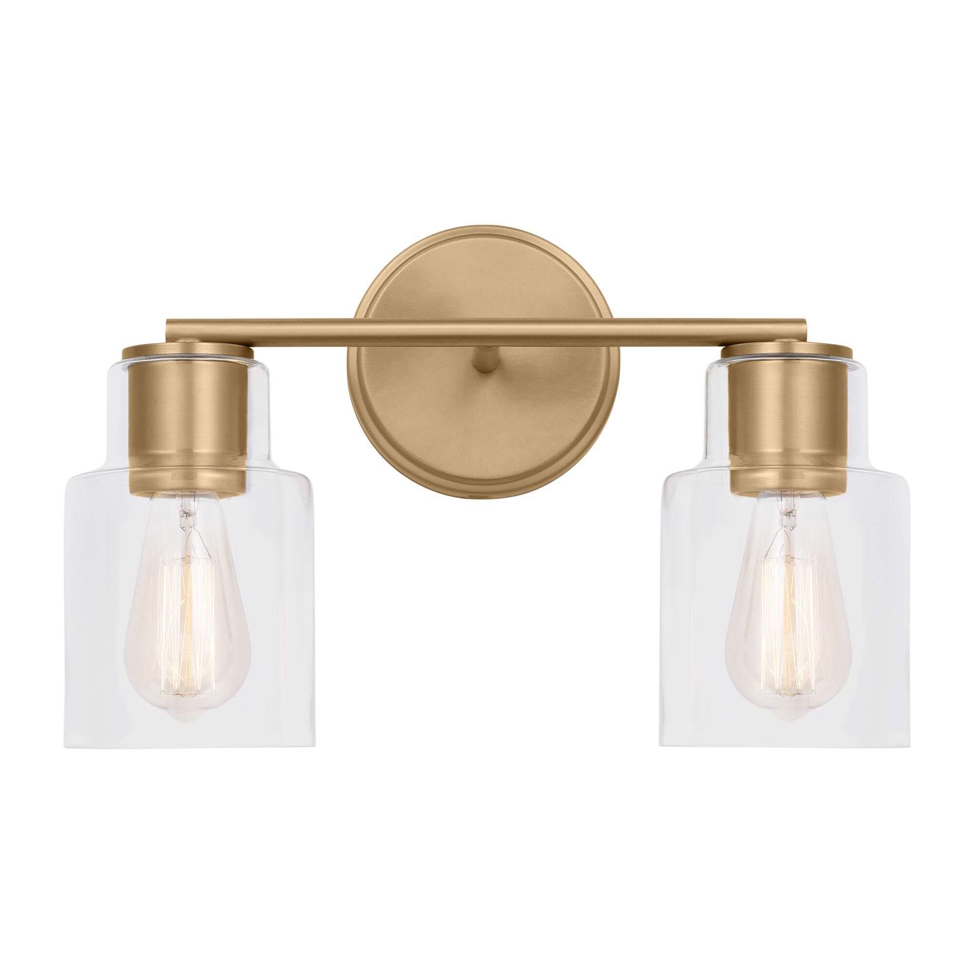 Shown in Satin Brass finish and Clear Glass s shade