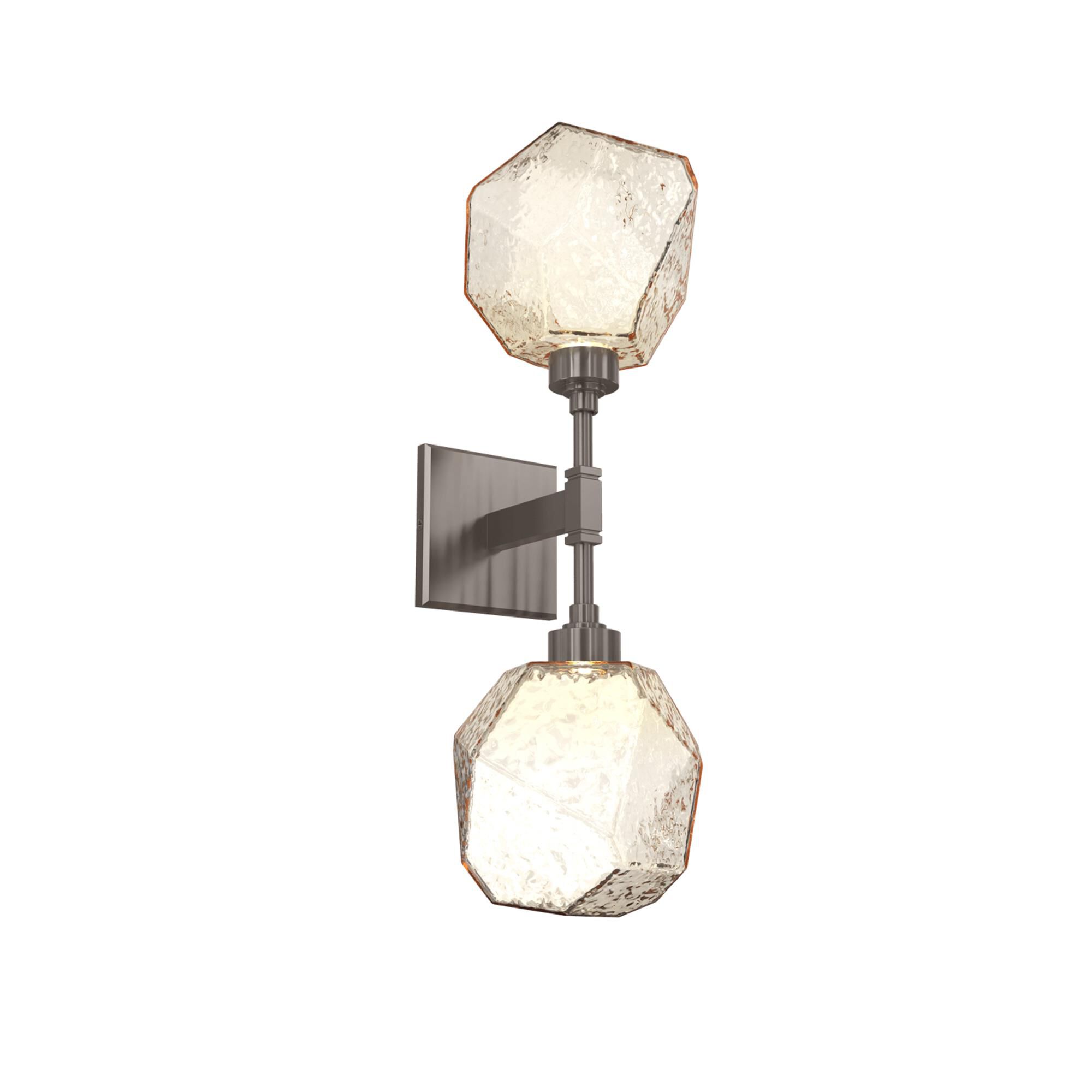 Shown in Gunmetal finish and Amber Blown glass