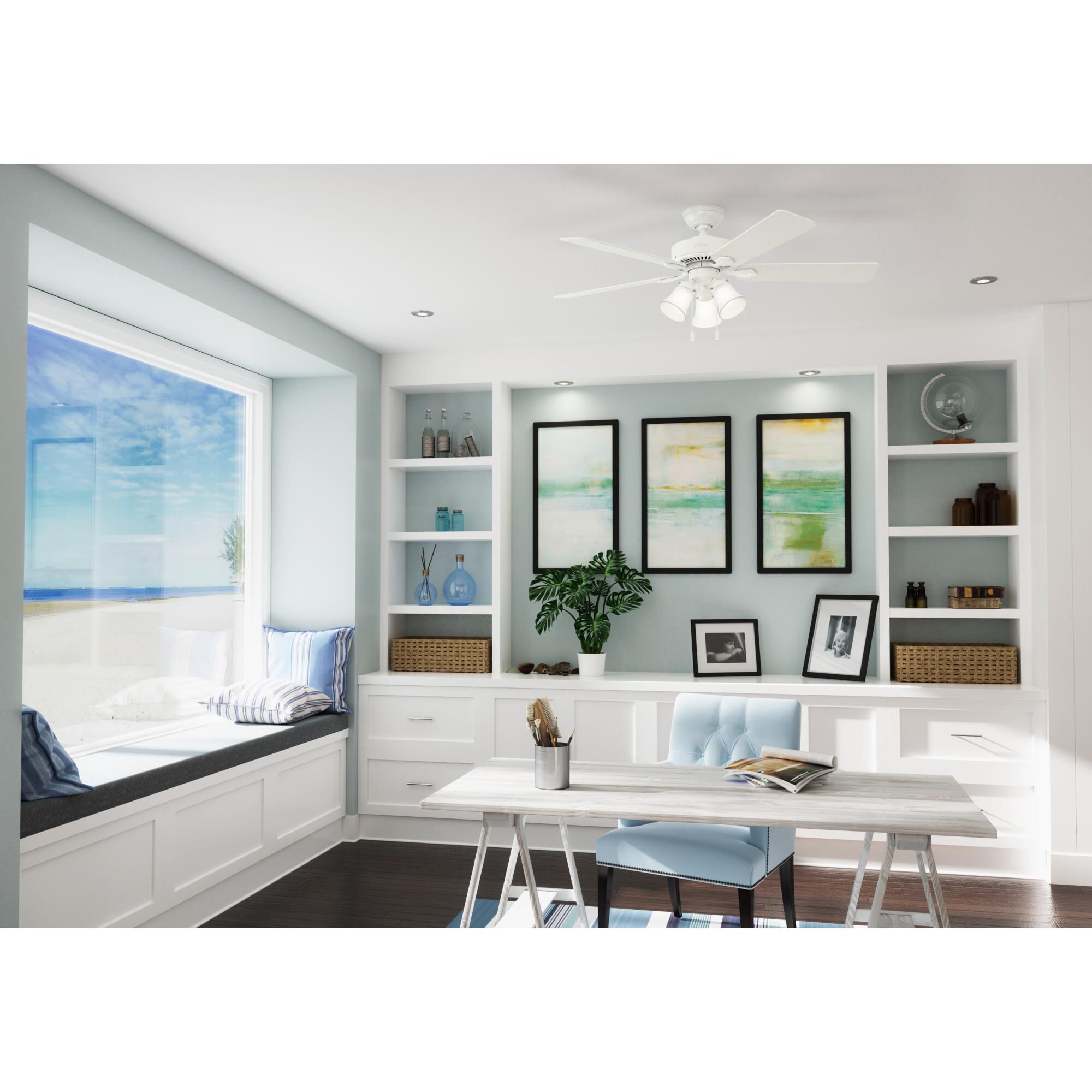 Shown in Fresh White finish and Clear Frosted glass