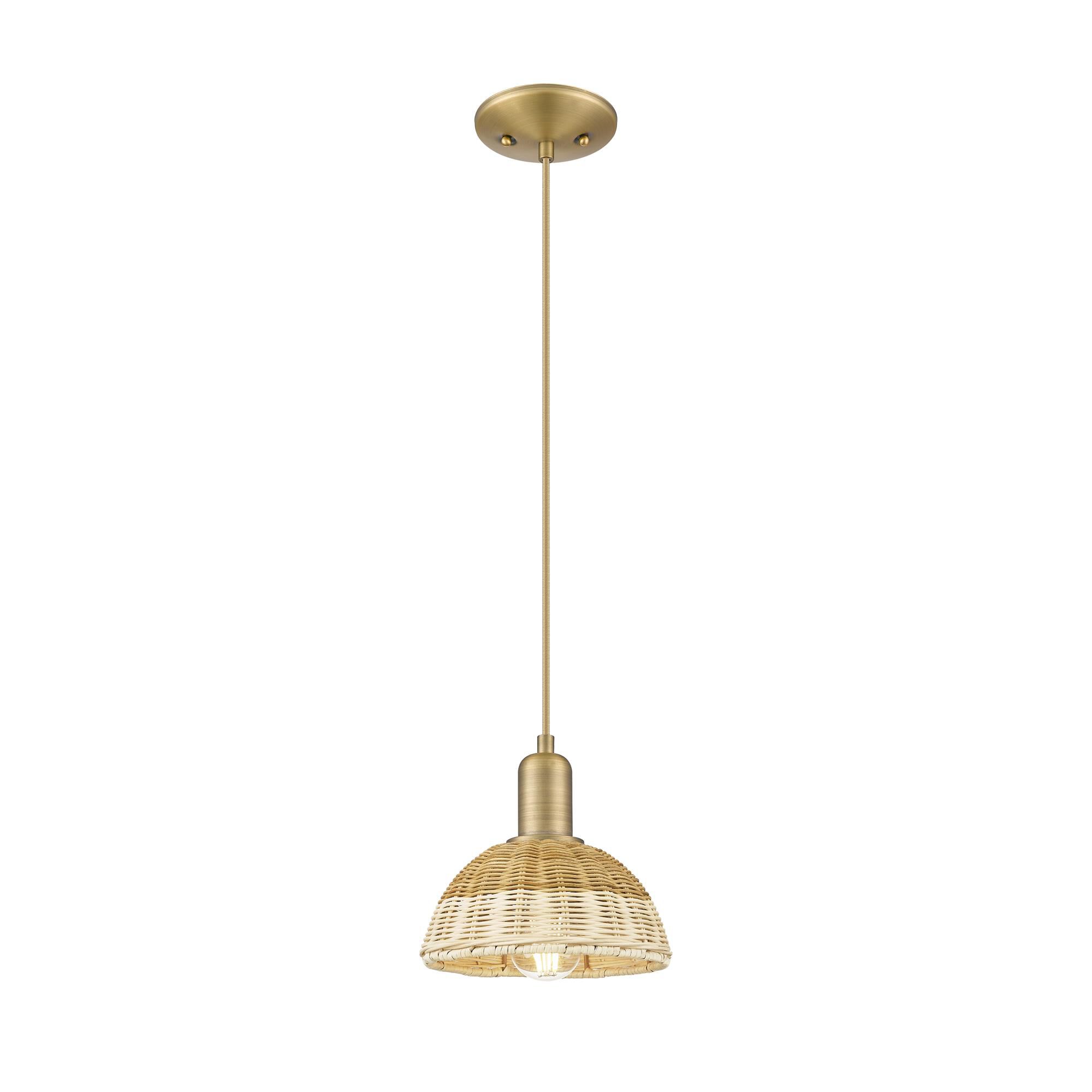 Shown in Brushed Brass finish and Natural shade