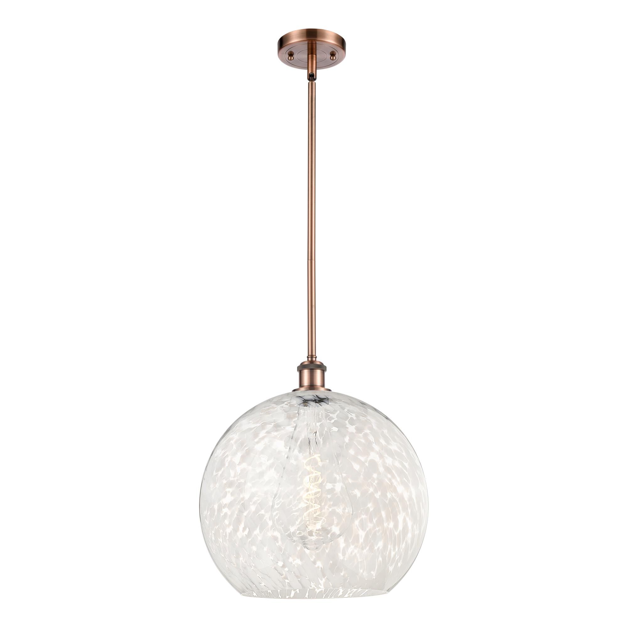 Shown in Antique Copper finish and White Mouchette glass