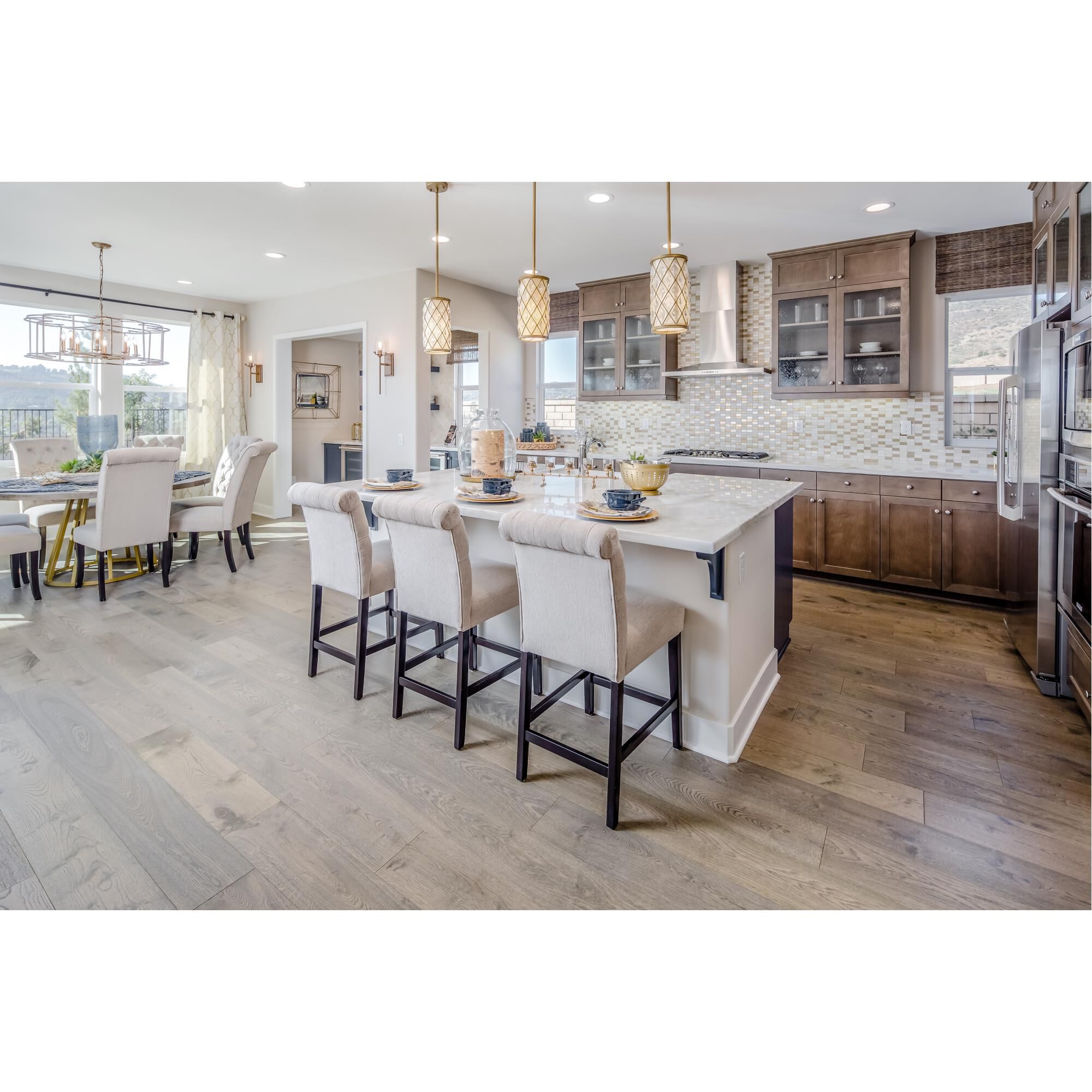 Shown in Golden Silver finish and Fabric shade