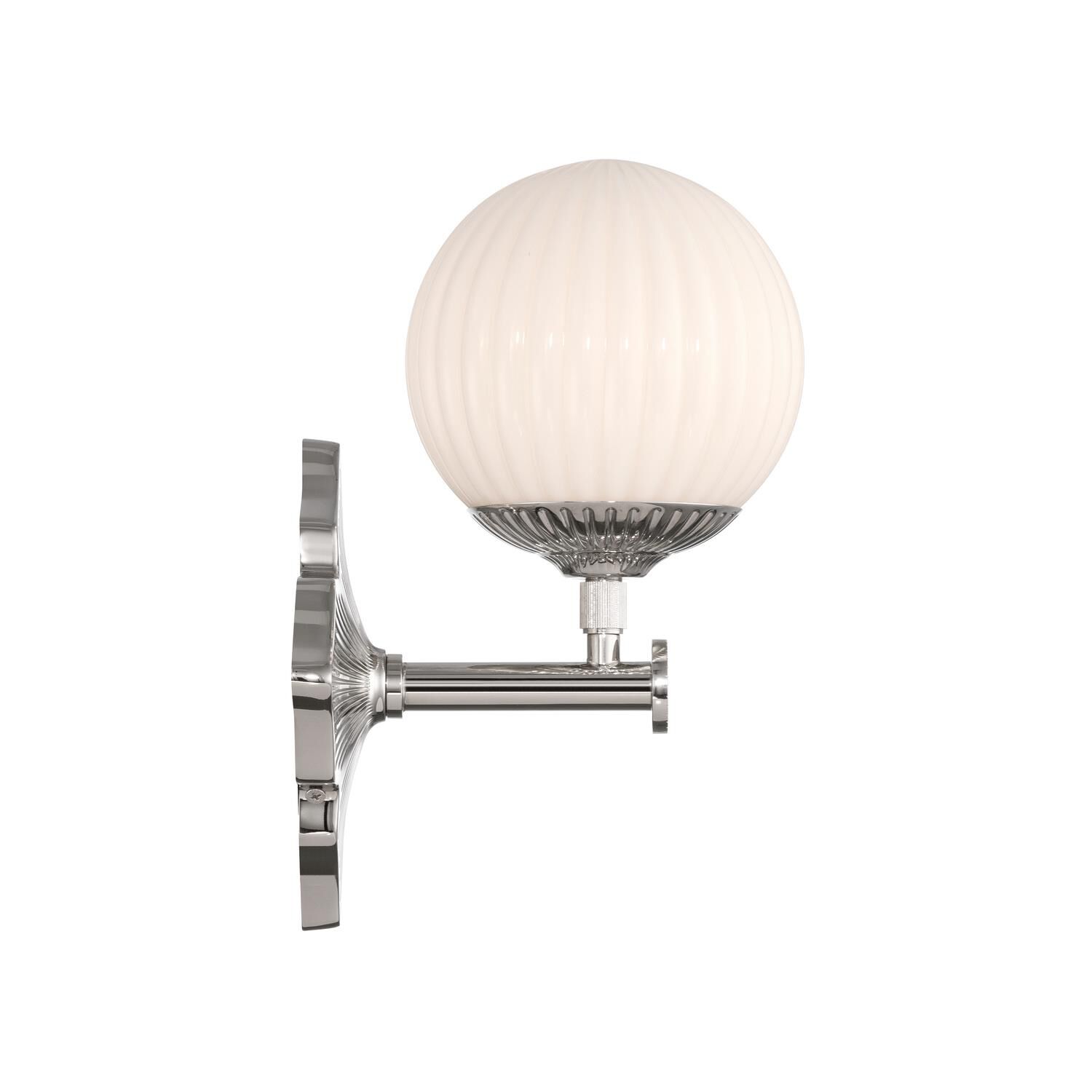 Shown in Polished Nickel finish and Ribbed glass and Ribbed Glass shade