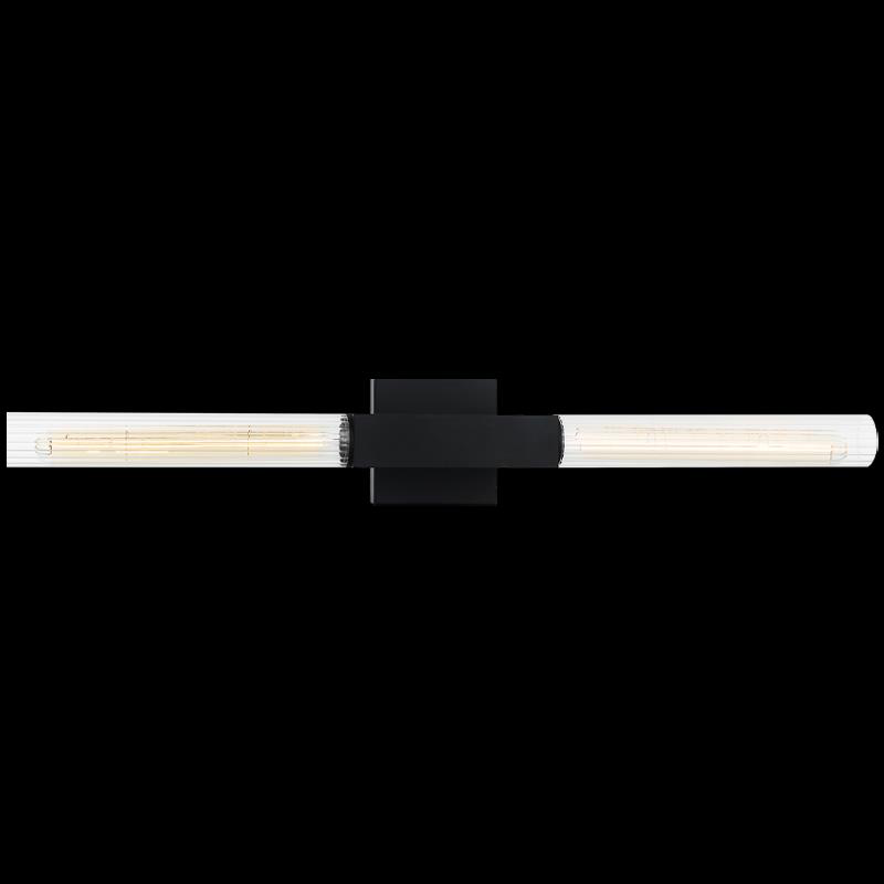 Shown in Black finish and Ribbed Clear glass