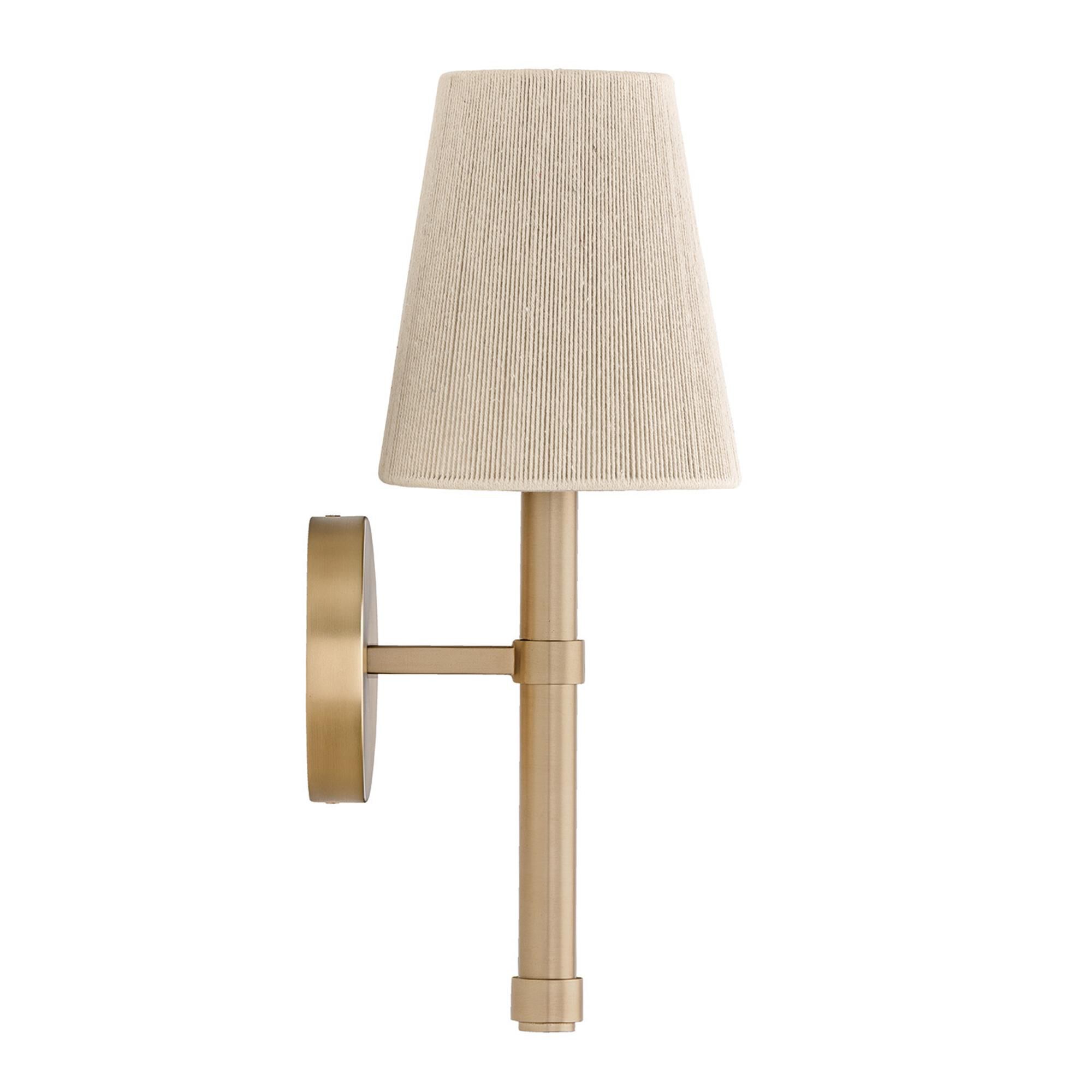 Shown in Matte Brass finish and Bleached Natural Rope shade