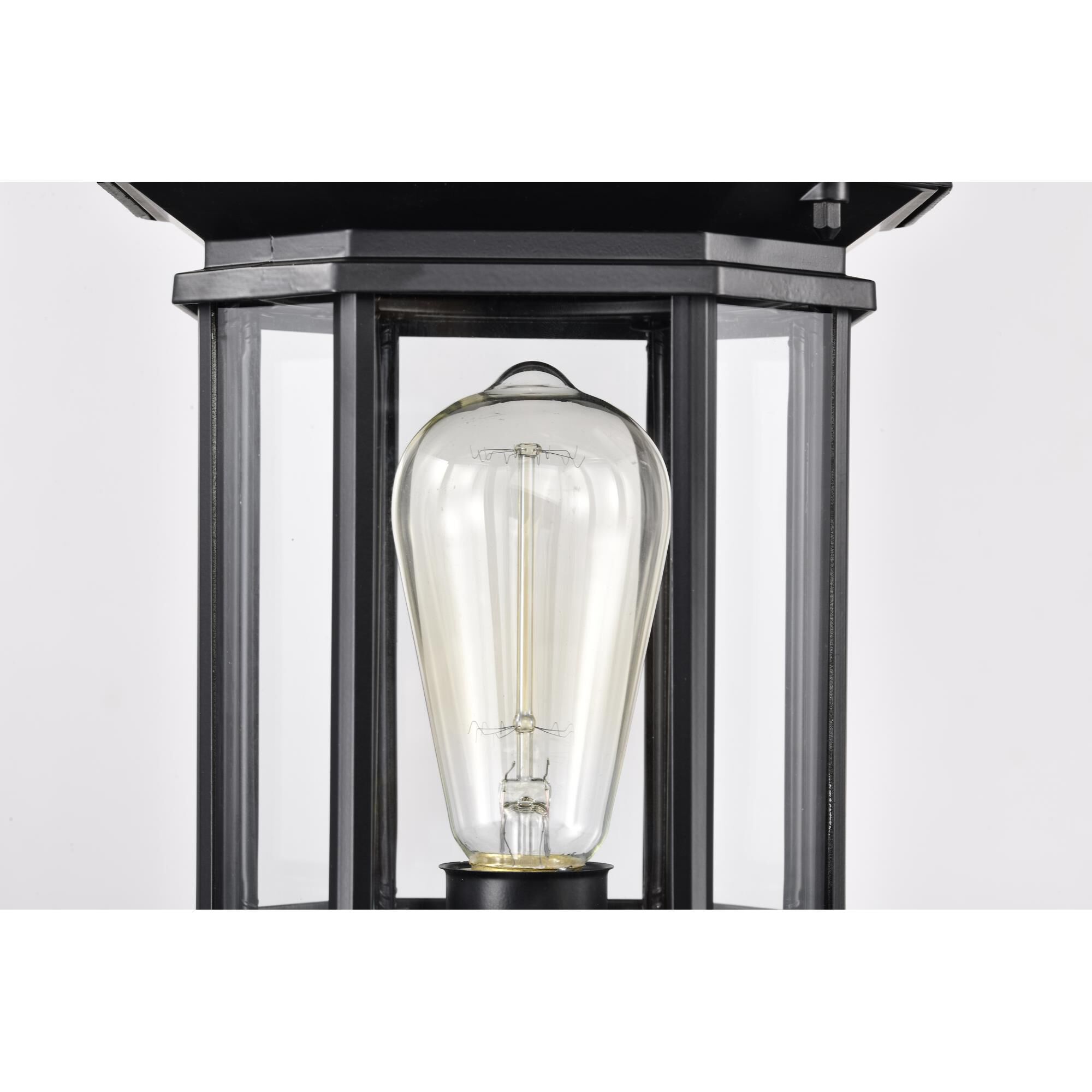 Shown in Matte Black finish and Clear glass and Clear shade