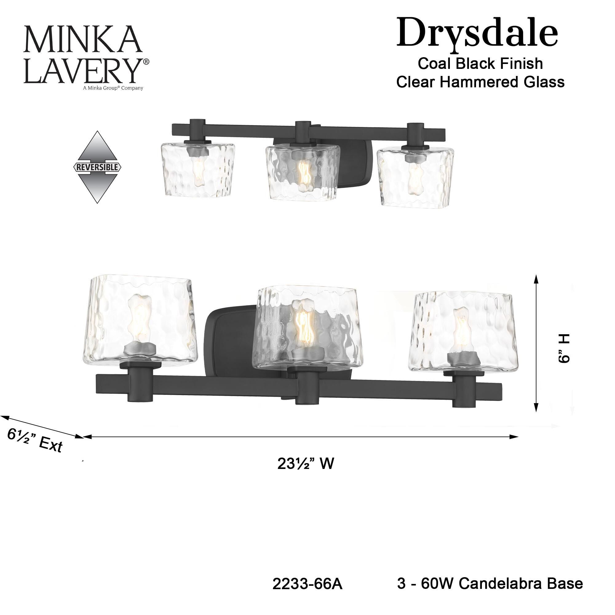 Shown in Coal finish and Clear glass