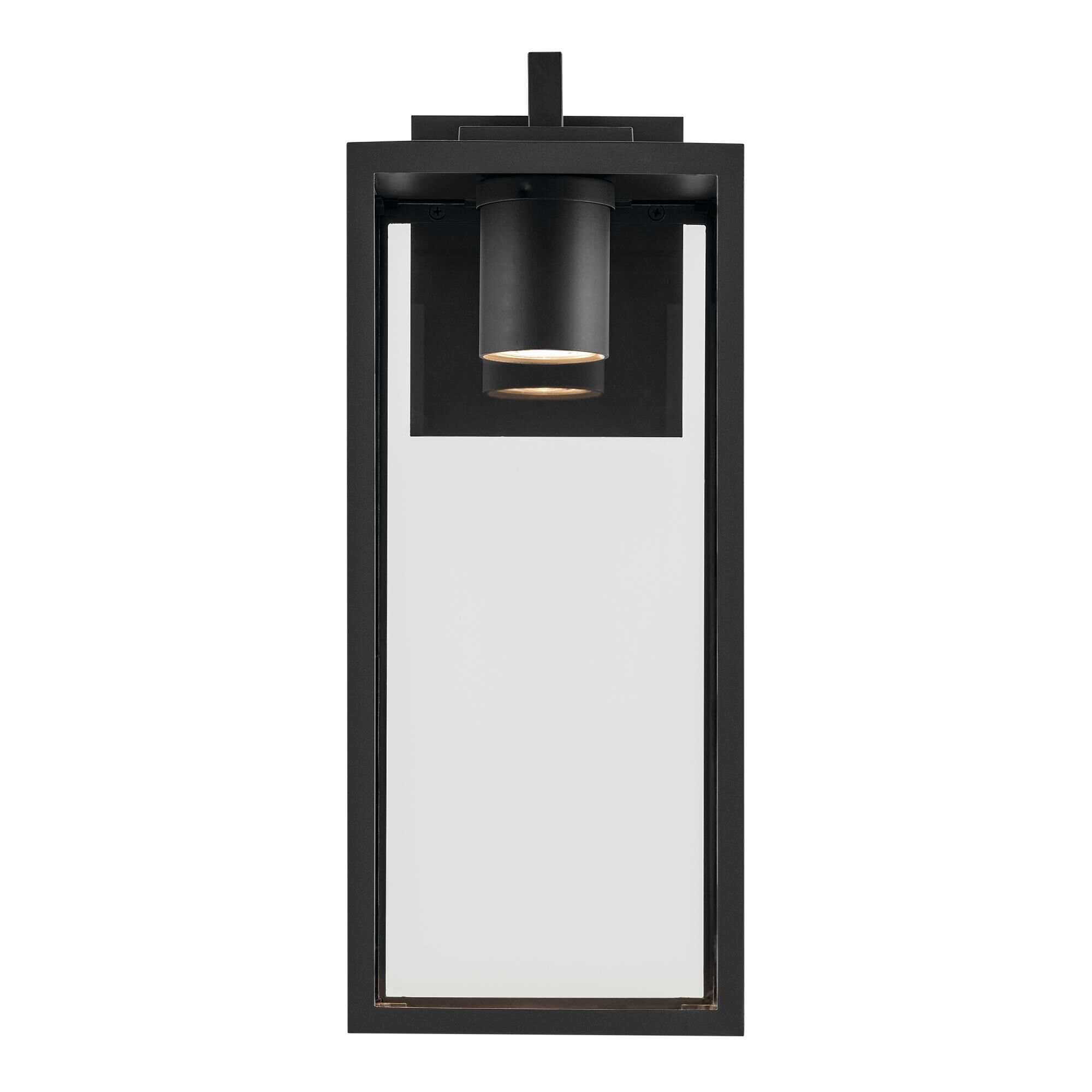 Shown in Textured Black finish and Clear glass and Metal shade