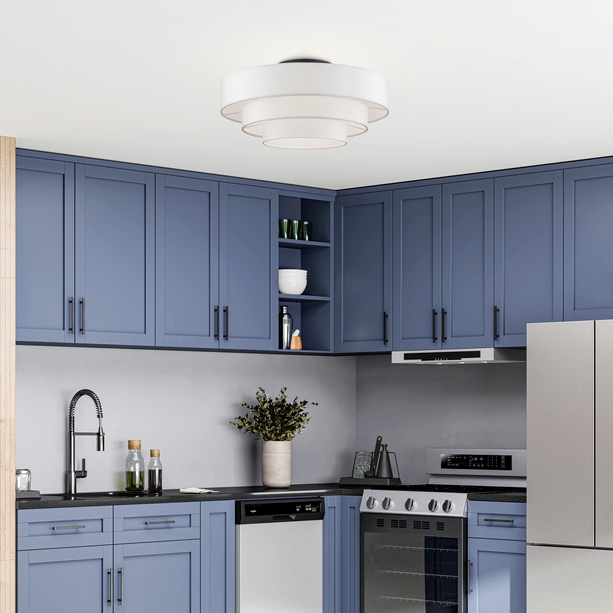 Shown in Bronze finish and Hand Crafted Off-White Fabric Hardbacks with White Fabric Inside shade