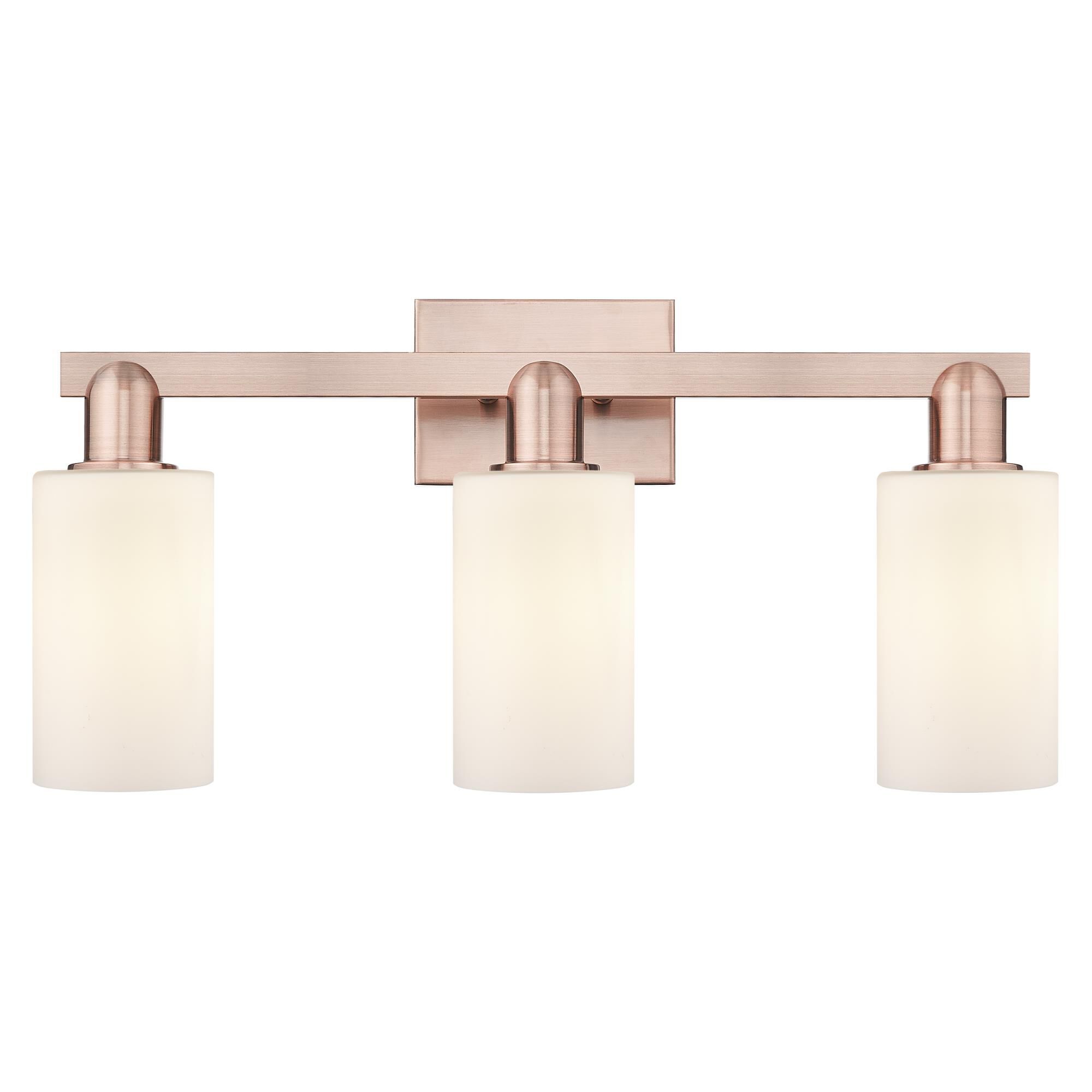 Shown in Antique Copper finish and Matte White glass