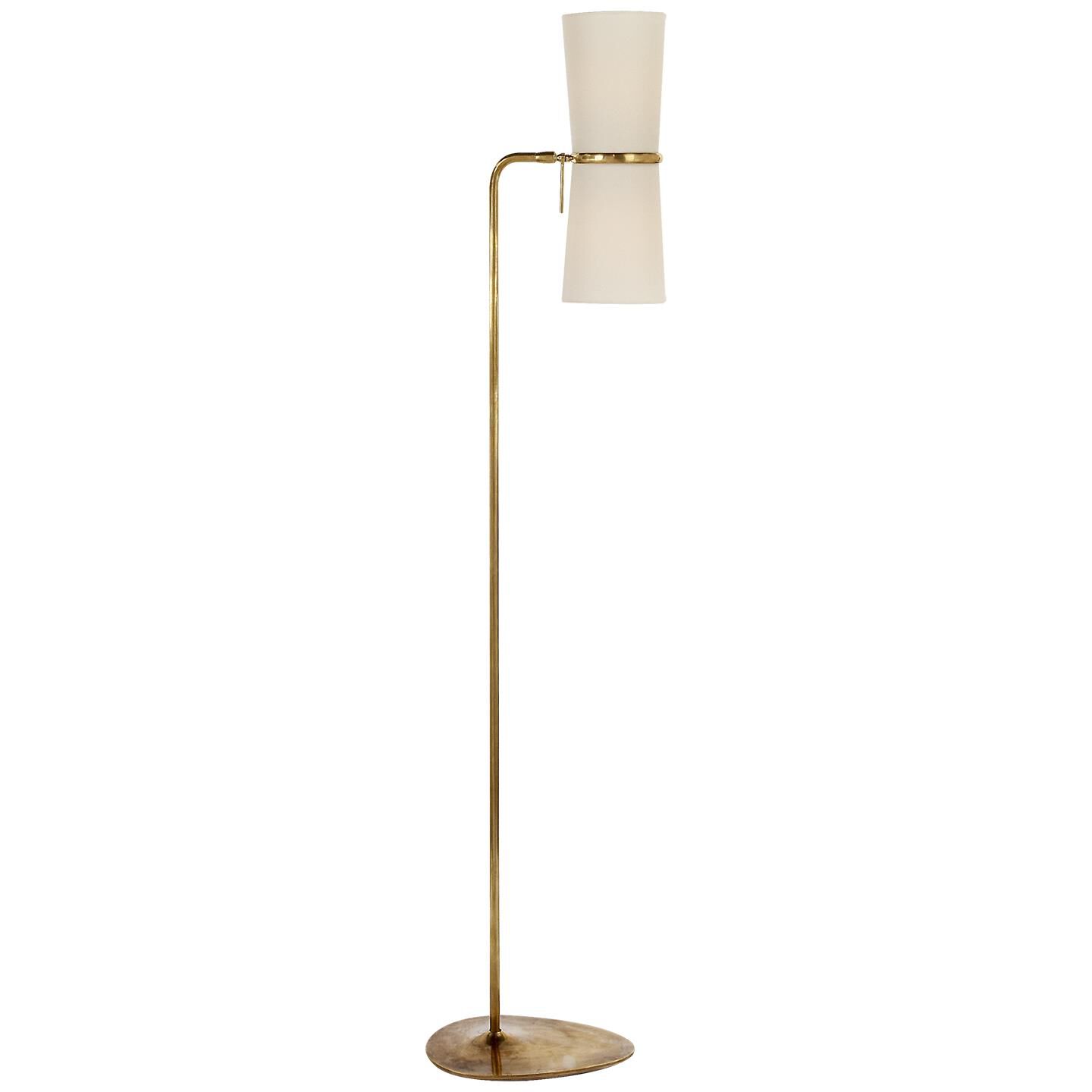 Shown in Hand-Rubbed Antique Brass finish and Linen shade