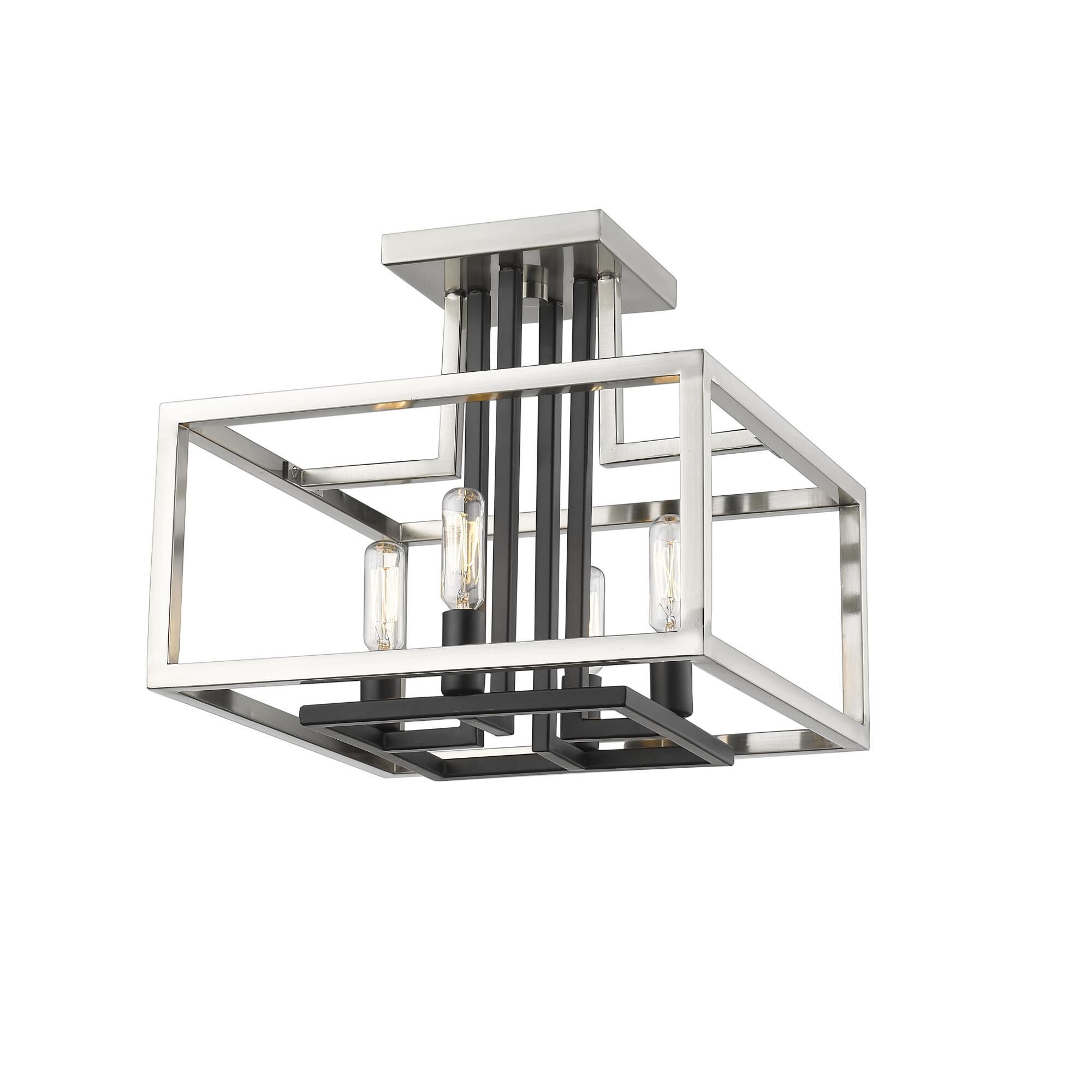 Shown in Brushed Nickel + Black finish and --- glass and --- shade