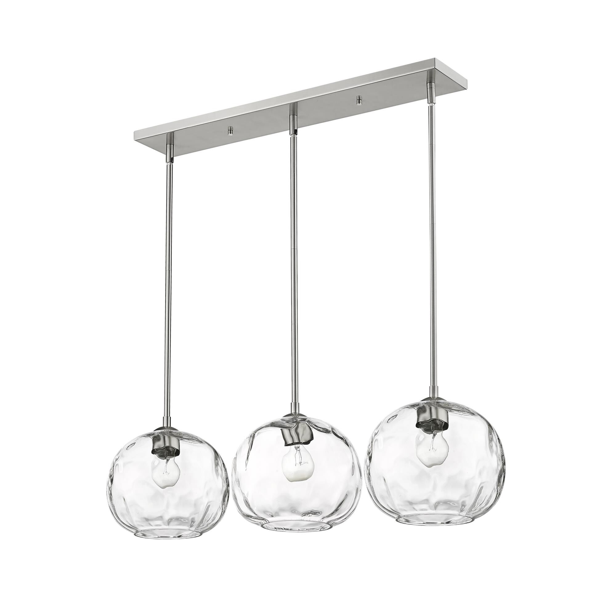 Shown in Brushed Nickel finish and Glass shade