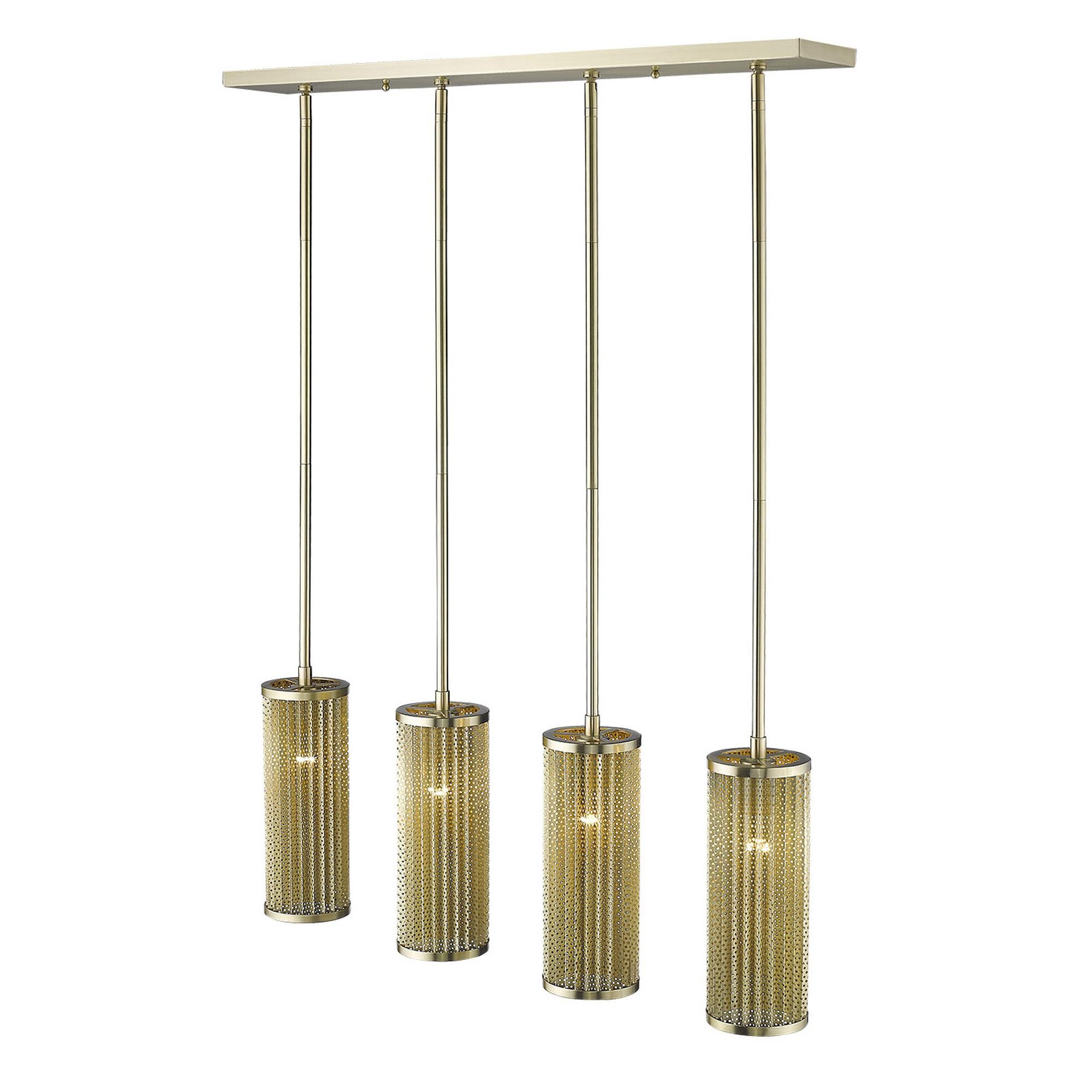 Shown in Gold finish and Gold glass and Gold Metal Cylindrical Shaped s shade