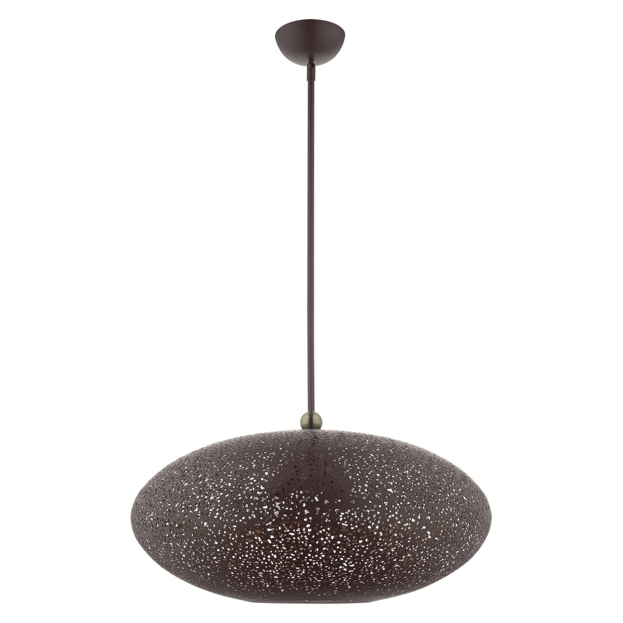 Shown in Black With Antique Brass Accents finish and Bronze Filigreed Ornamental Metal Shade With Gold Finish Inside glass and Bronze Filigreed Ornamental Metal  With Gold Finish Inside shade