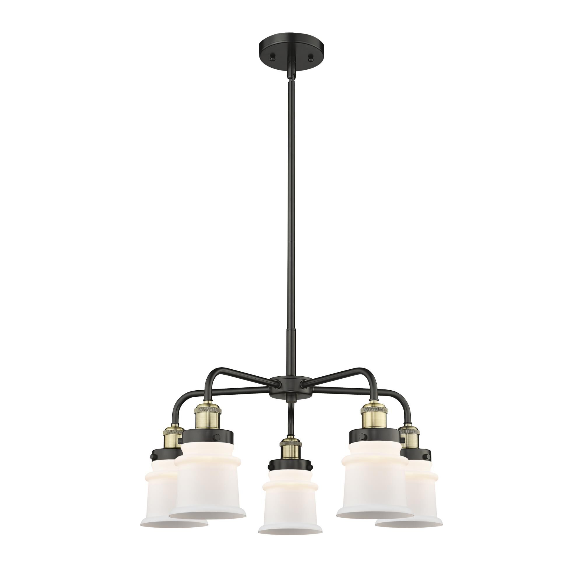 Shown in Black Antique Brass finish and Matte White glass