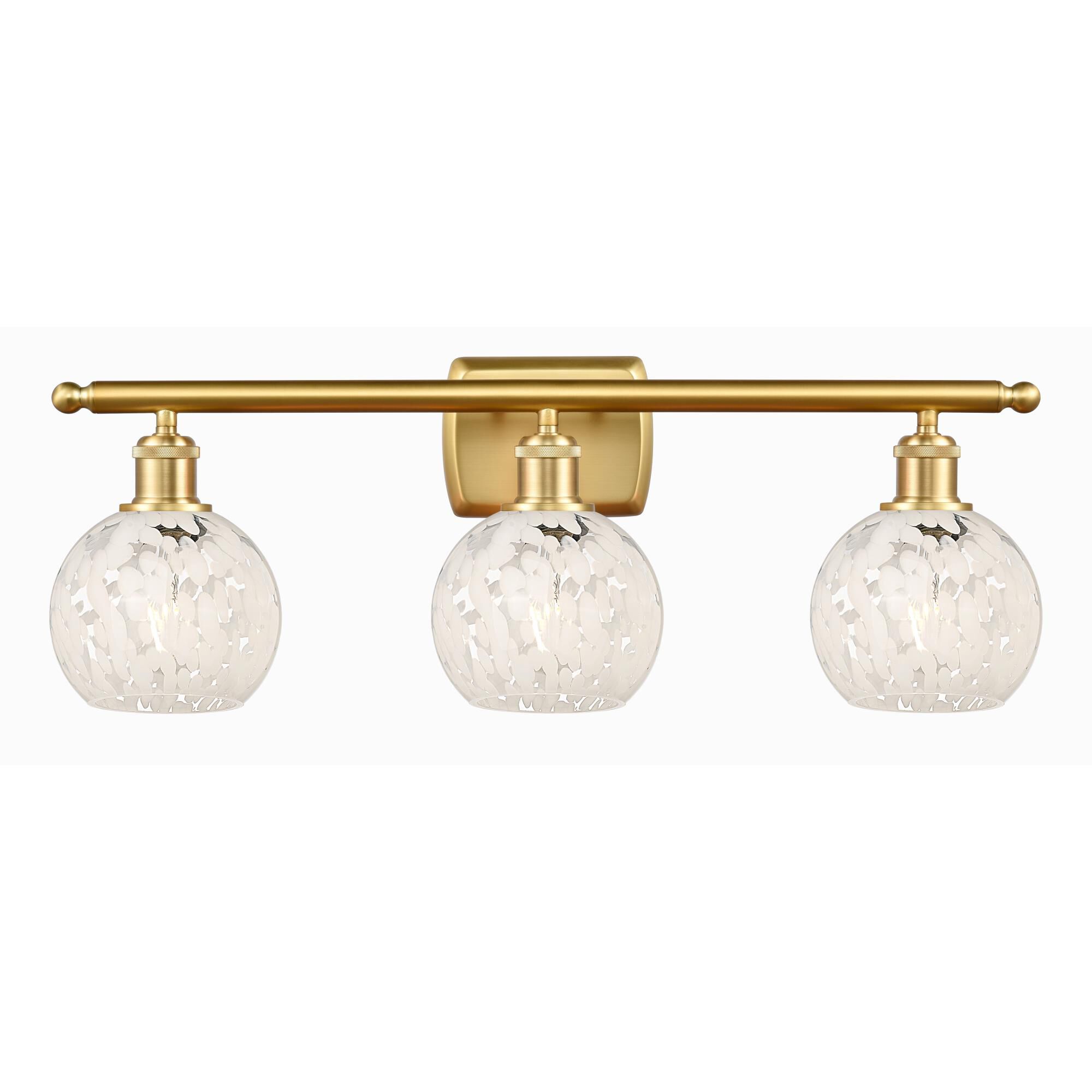 Shown in Satin Gold finish and White Mouchette glass