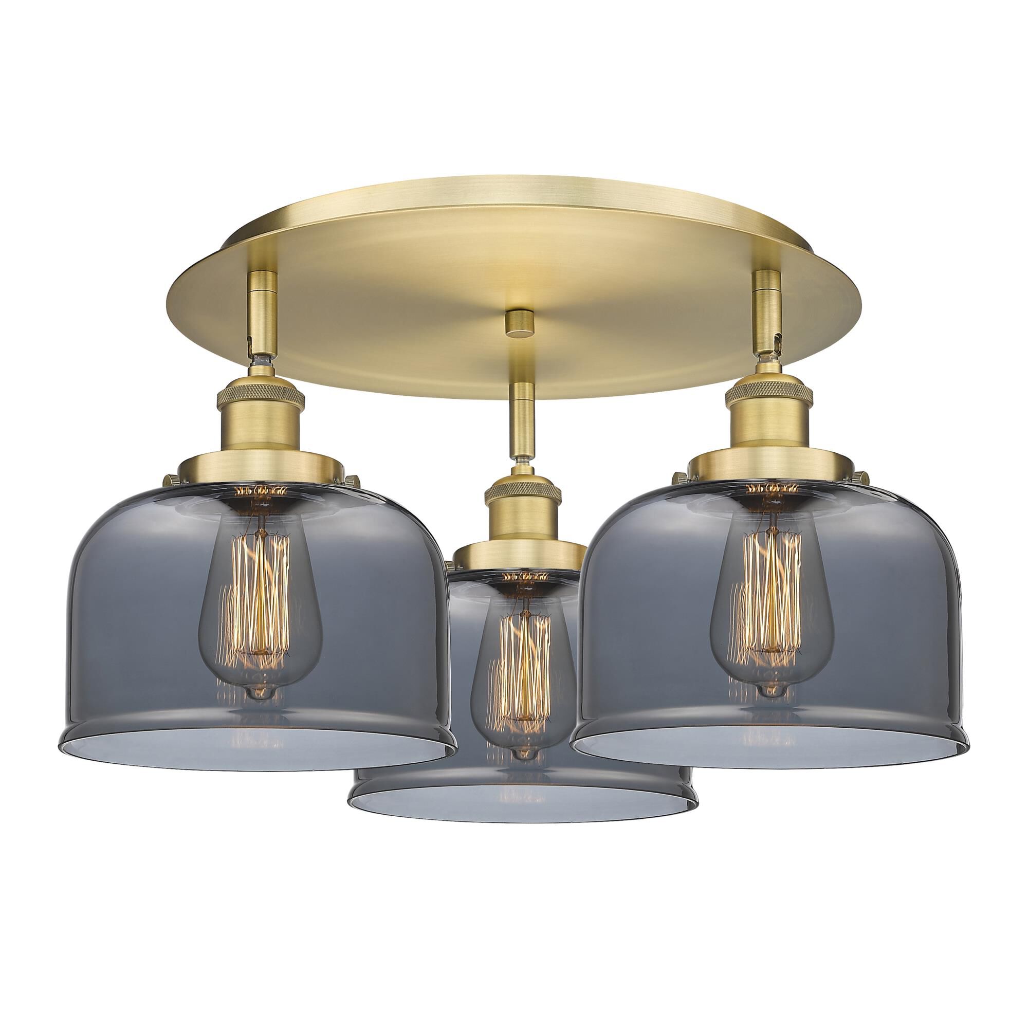 Shown in Brushed Brass finish and Plated Smoke glass