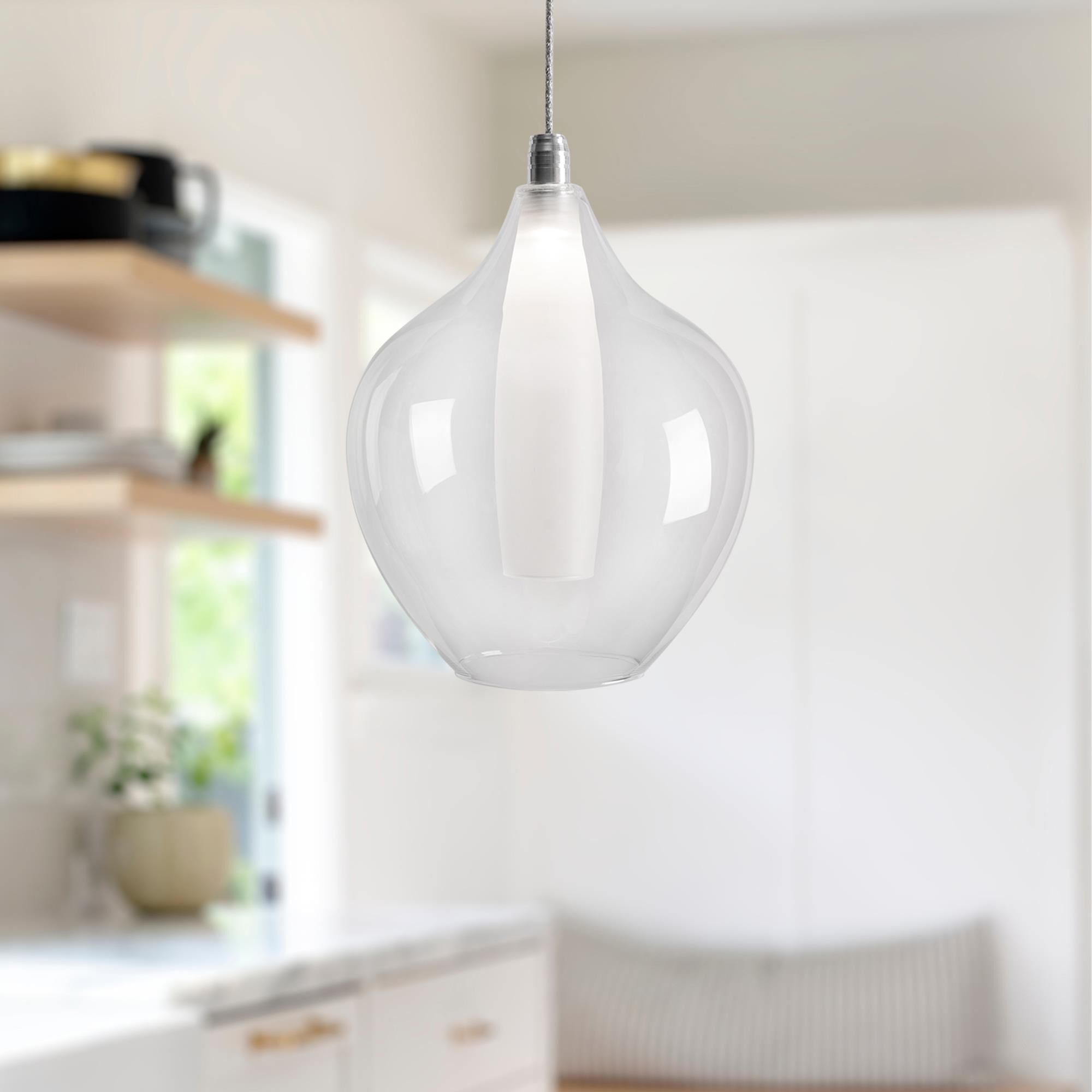 Shown in Chrome finish and Clear Outer - Frosted Inner glass