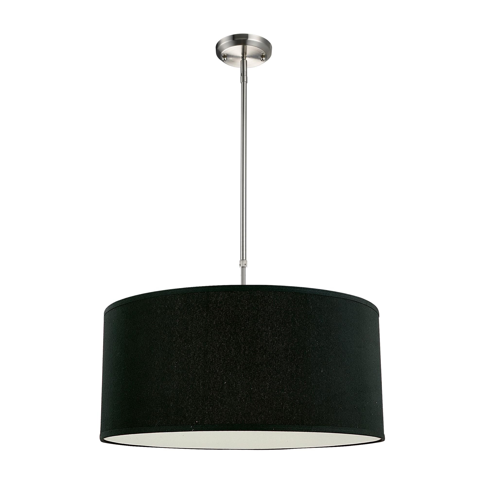 Shown in Brushed Nickel finish and Fabric glass and Fabric shade