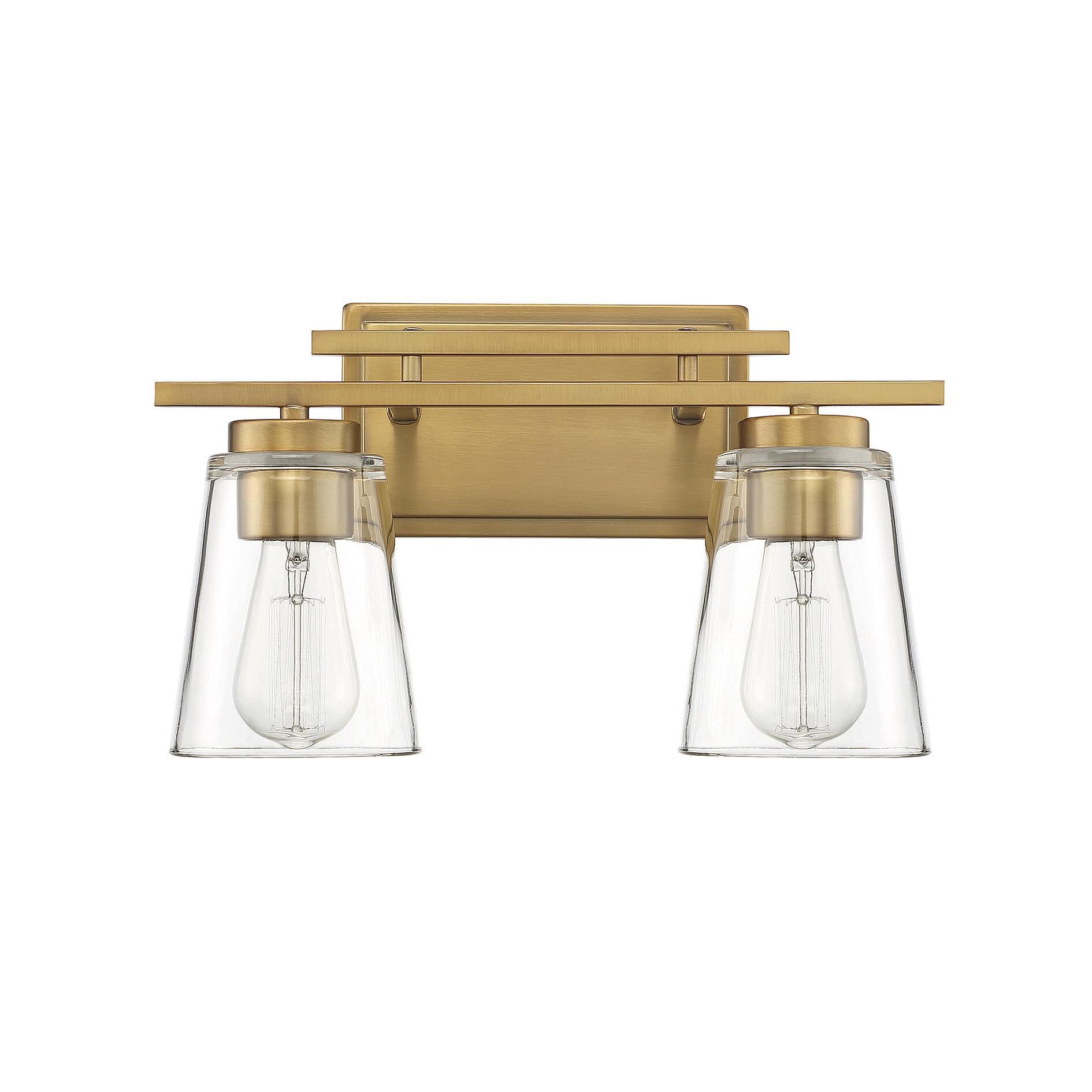 Shown in Warm Brass finish and Clear glass