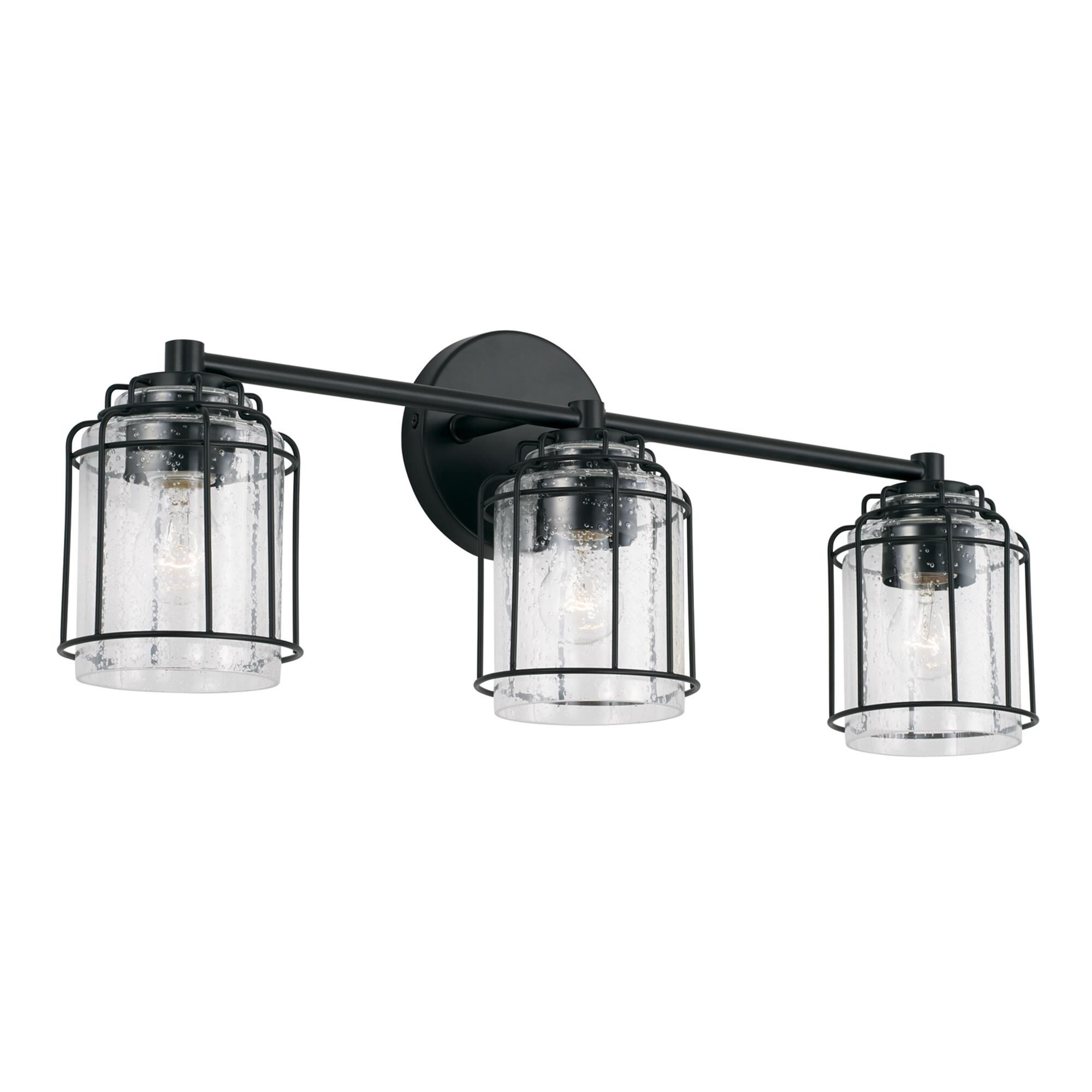 Shown in Matte Black finish and Clear Seeded glass