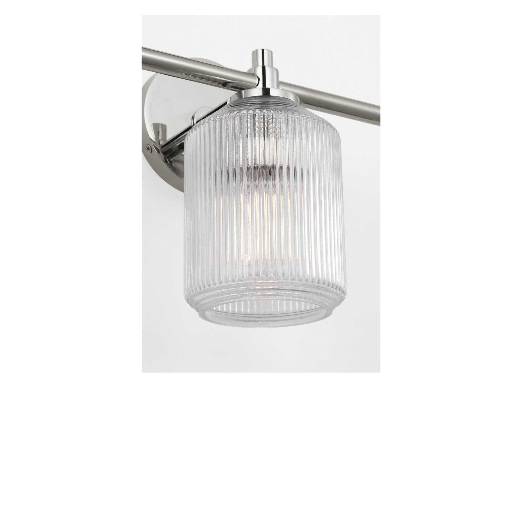 Shown in Polished Nickel finish and Clear Ribbed glass