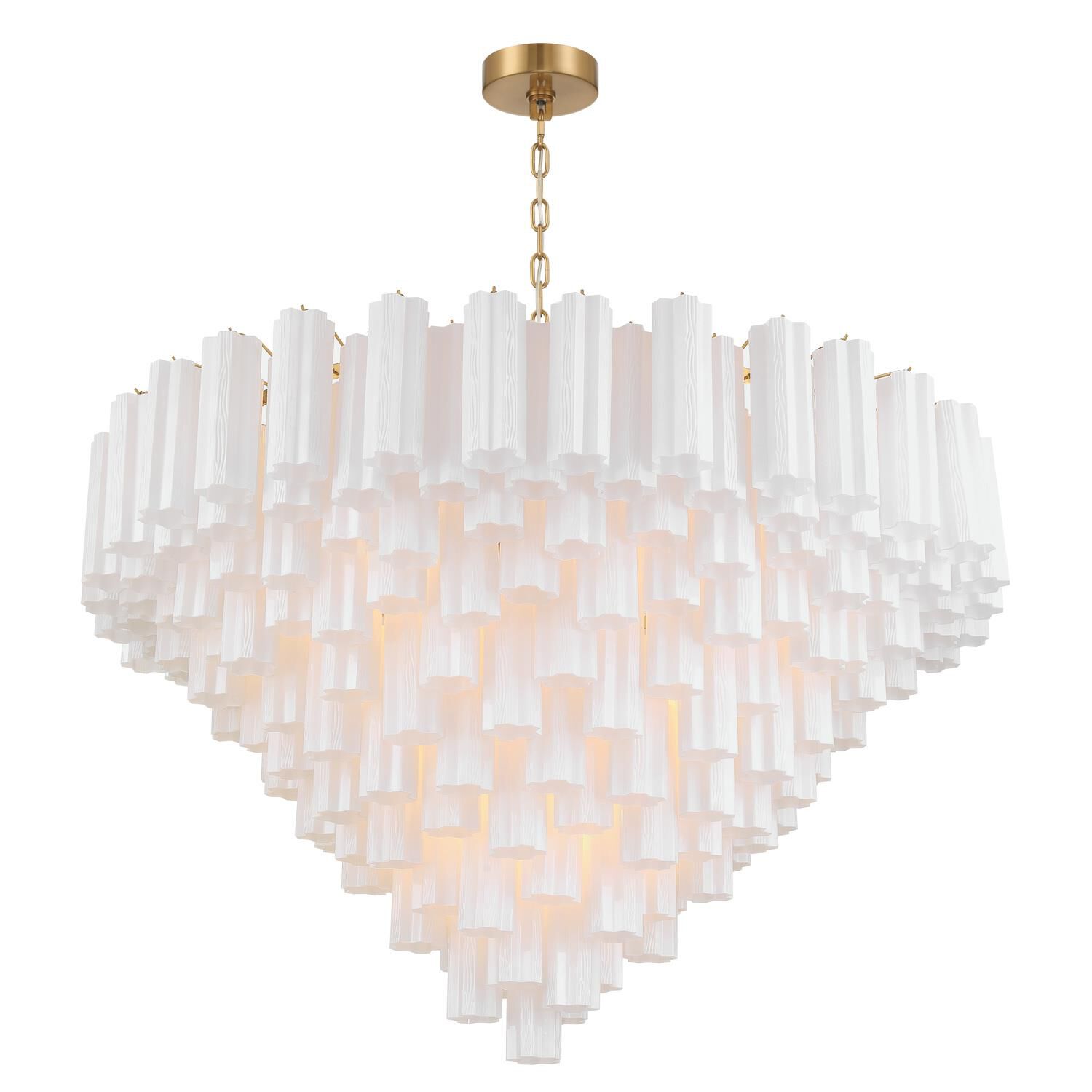 Shown in Aged Brass finish and Tronchi Glass crystal