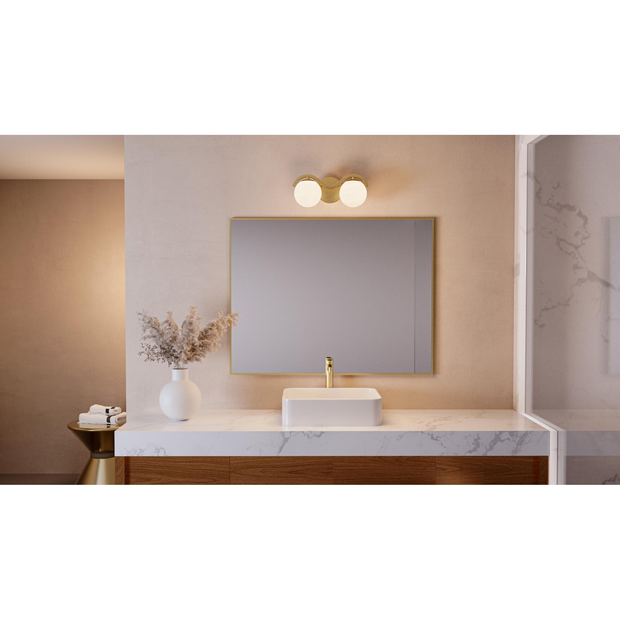 Shown in Aged Brass finish and Cloud glass