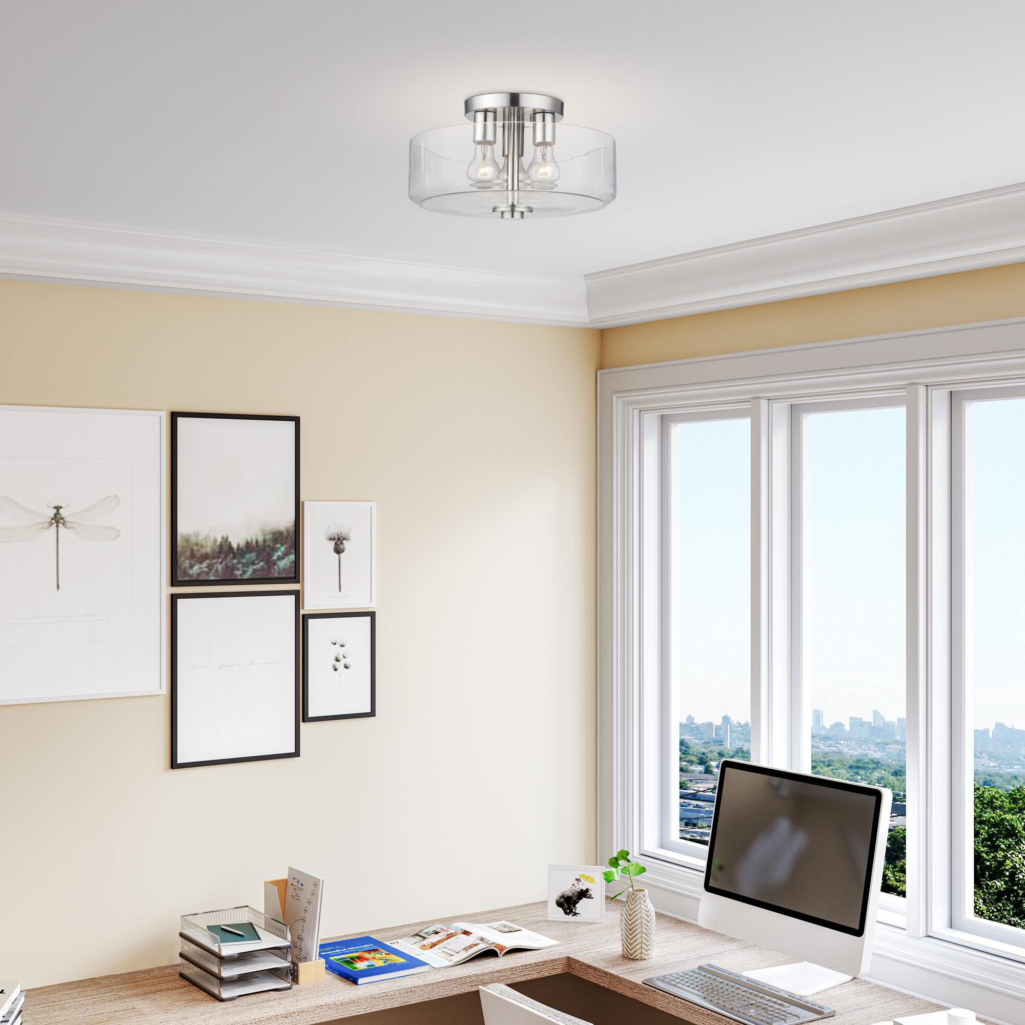 Whitworth 15 Inch Semi Flush Mount by Livex Lighting