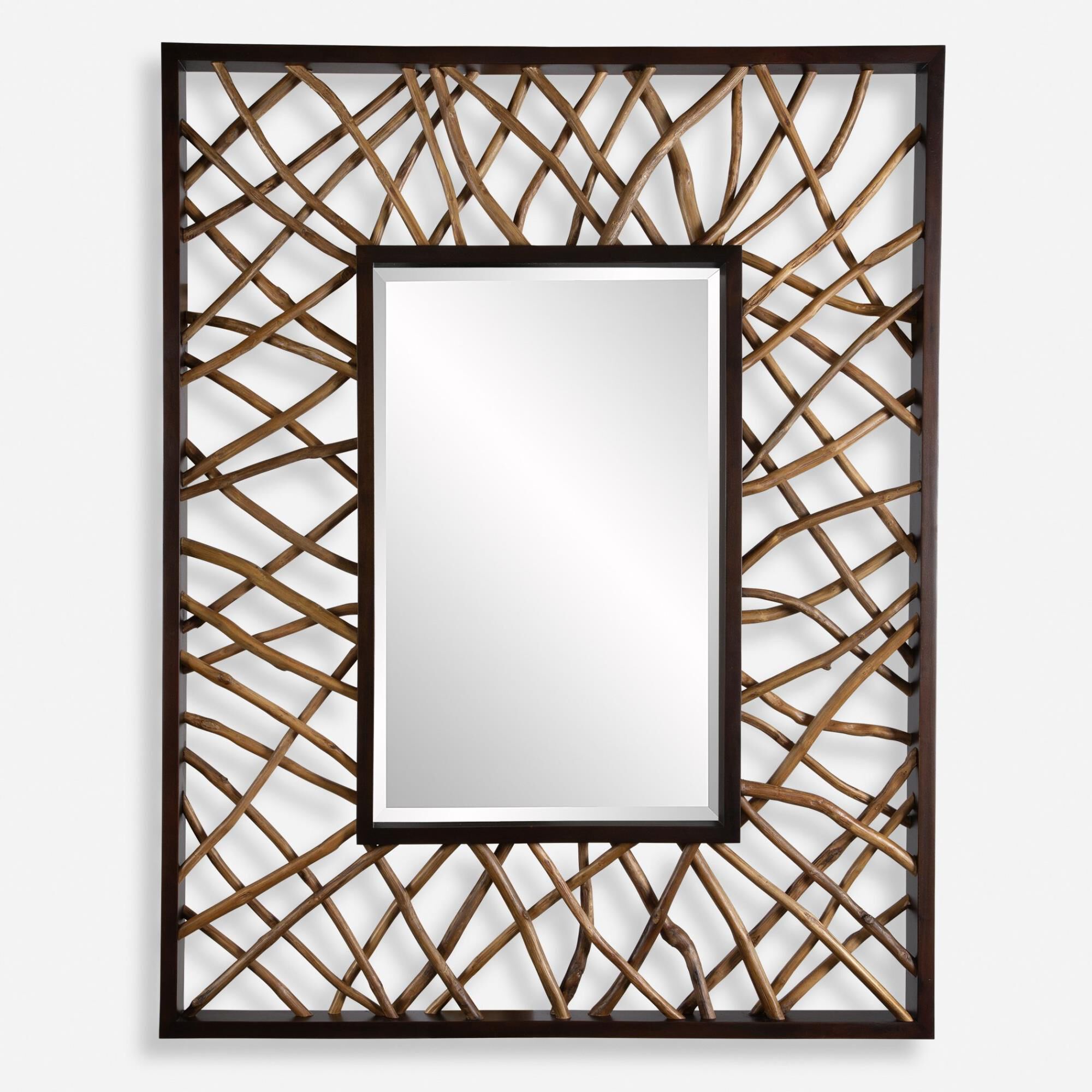 Osvaldo Mendoza Teak Maze 56 Inch Decorative Mirror by Uttermost
