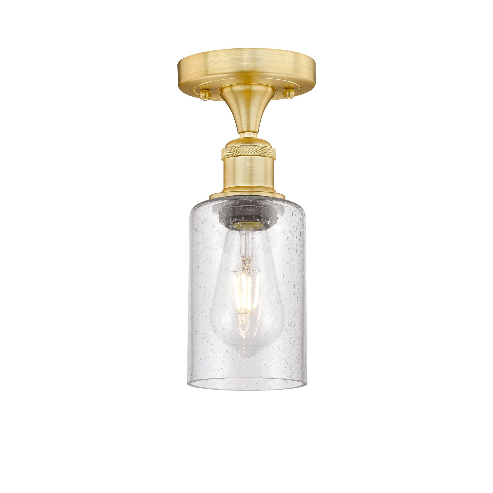 Shown in Satin Gold finish and Seedy glass