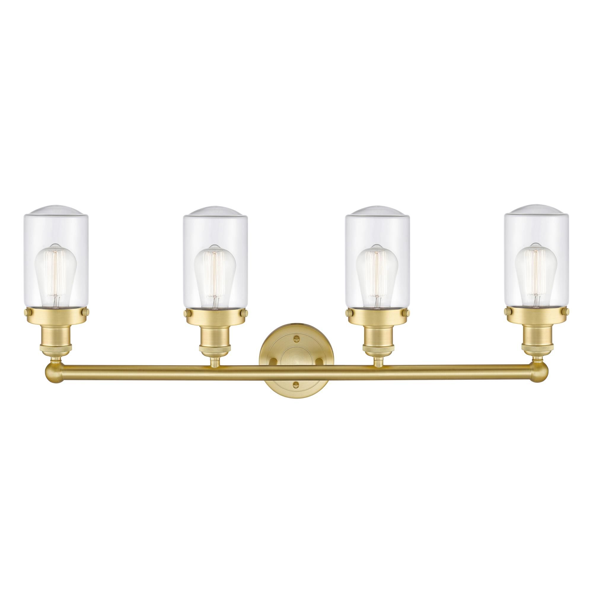 Shown in Satin Gold finish and Clear glass