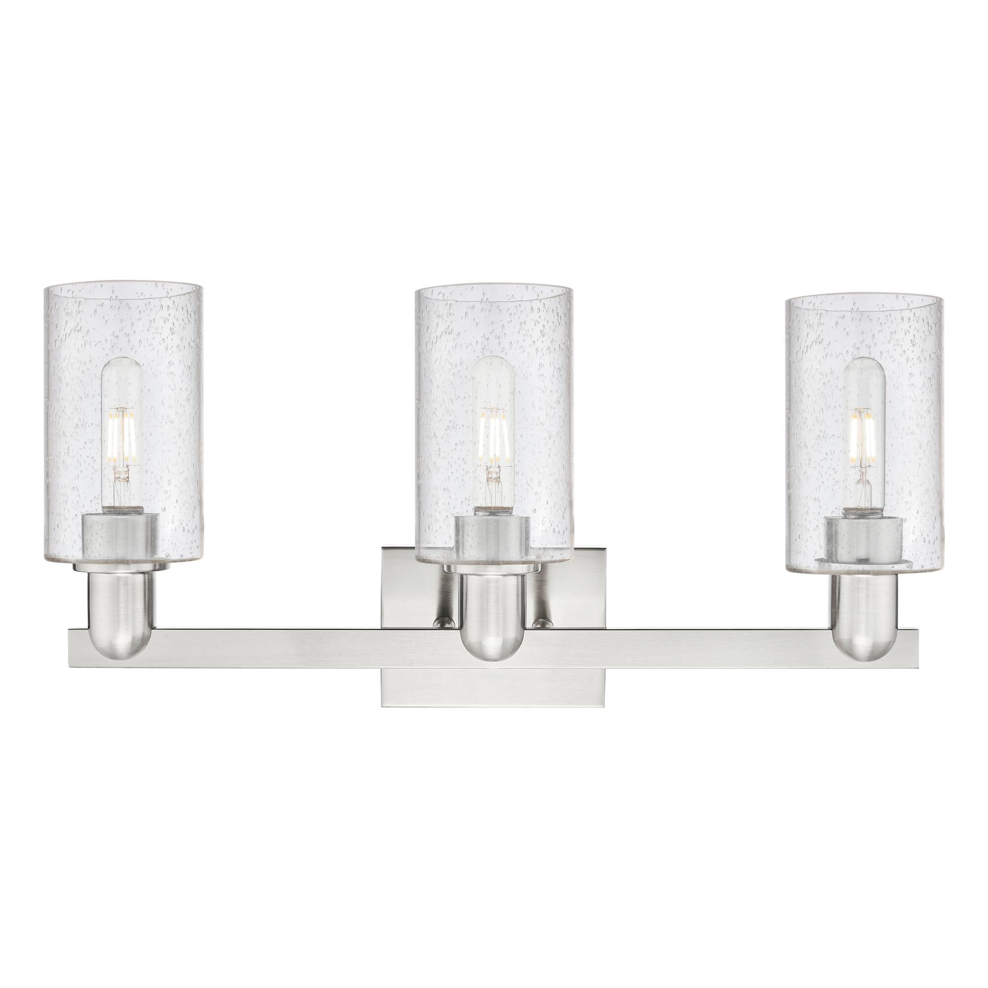 Shown in Brushed Satin Nickel finish and Seedy glass